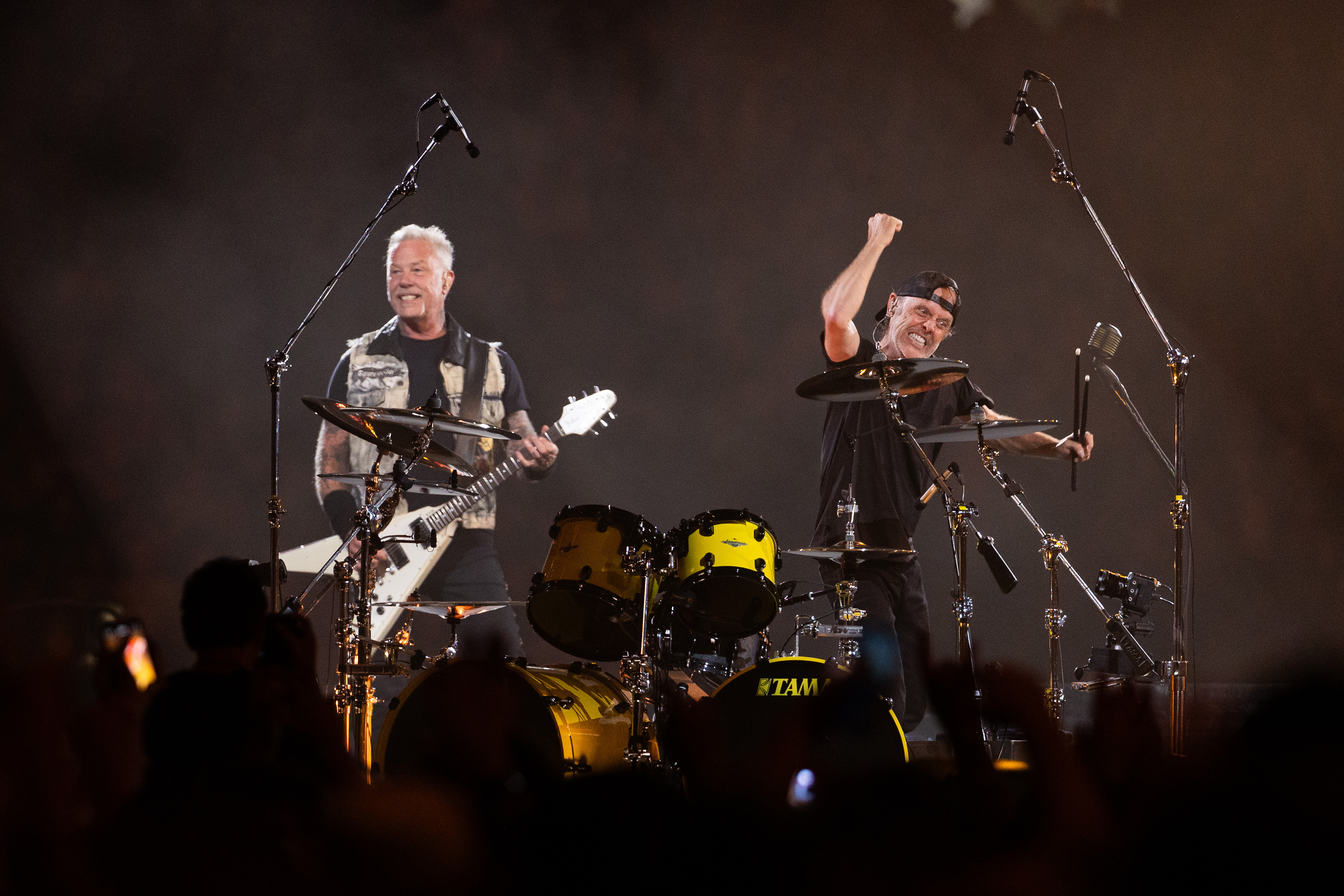 Metallica are returning to New Zealand next year. James Hetfield and drummer Lars Ulrich are pictured onstage on September 1, 2024 in Seattle, Washington. Photo / Getty Images