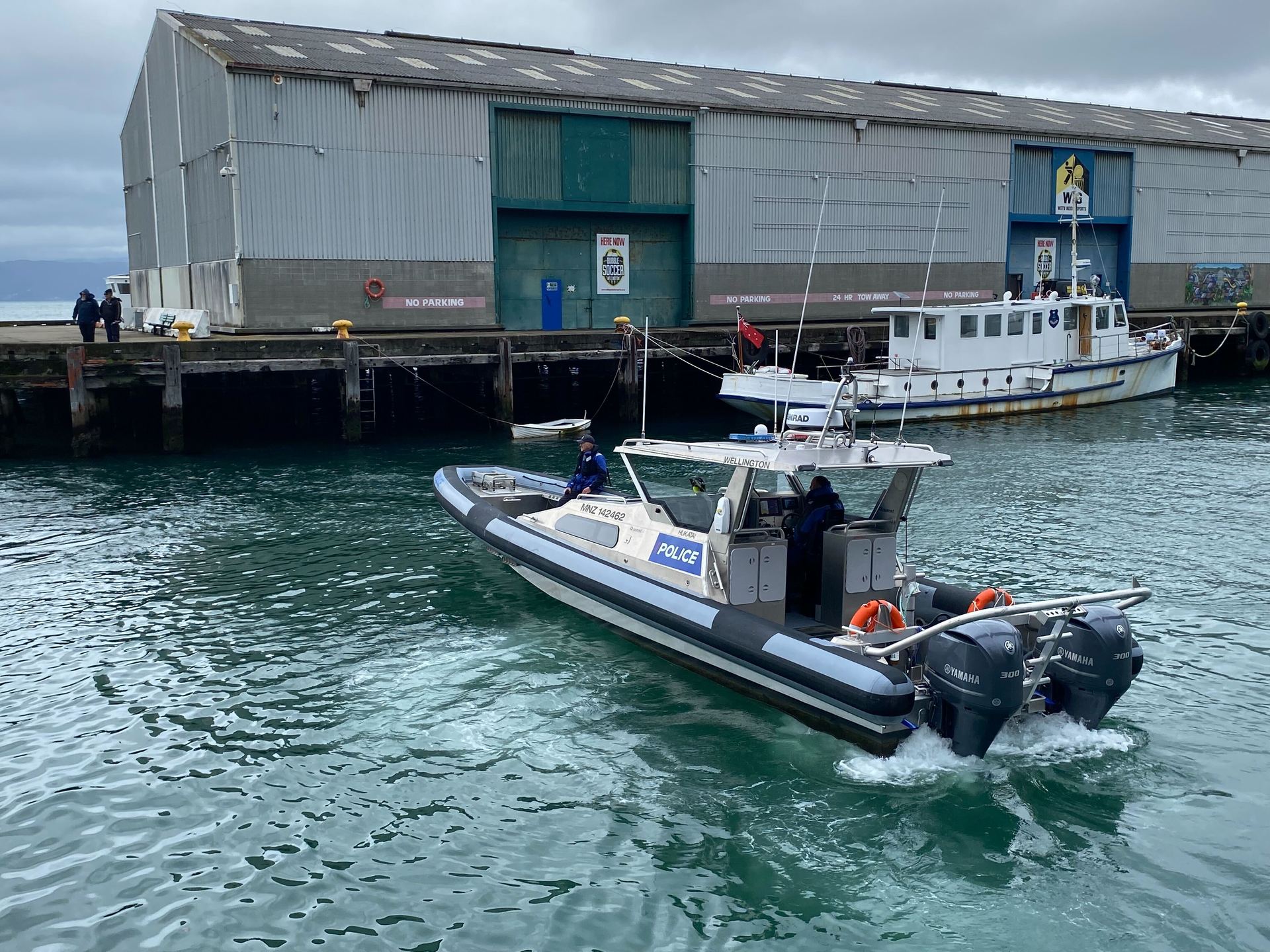Police at the wharf. Photo / Supplied