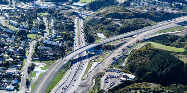 Interchange with SH1 at Linden working on the southbound connection. Photo / NZTA