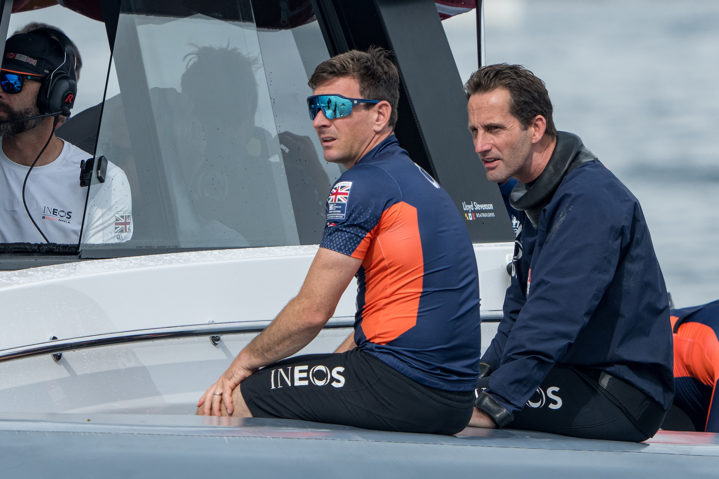 Dylan Fletcher and Sir Ben Ainslie were co-helmsmen for Ineos Britannia in the America's Cup. Photo / Ian Roman, America's Cup