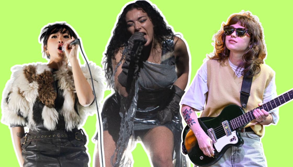 Charli XCX (centre), Clairo (right) and Beabadoobee are headlining Laneway Festival 2025. Photo / Getty Images