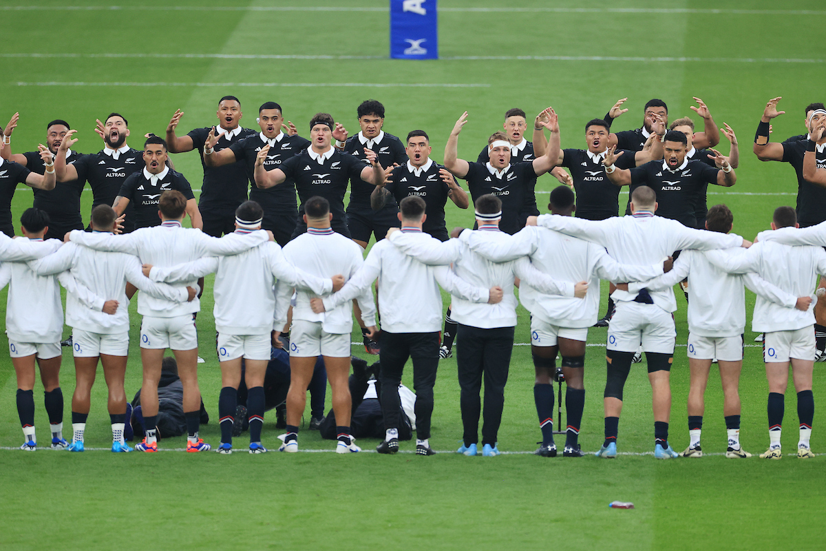 The All Blacks perform the haka ahead of the England test at Twickenham in 2024. Photo / Photosport
