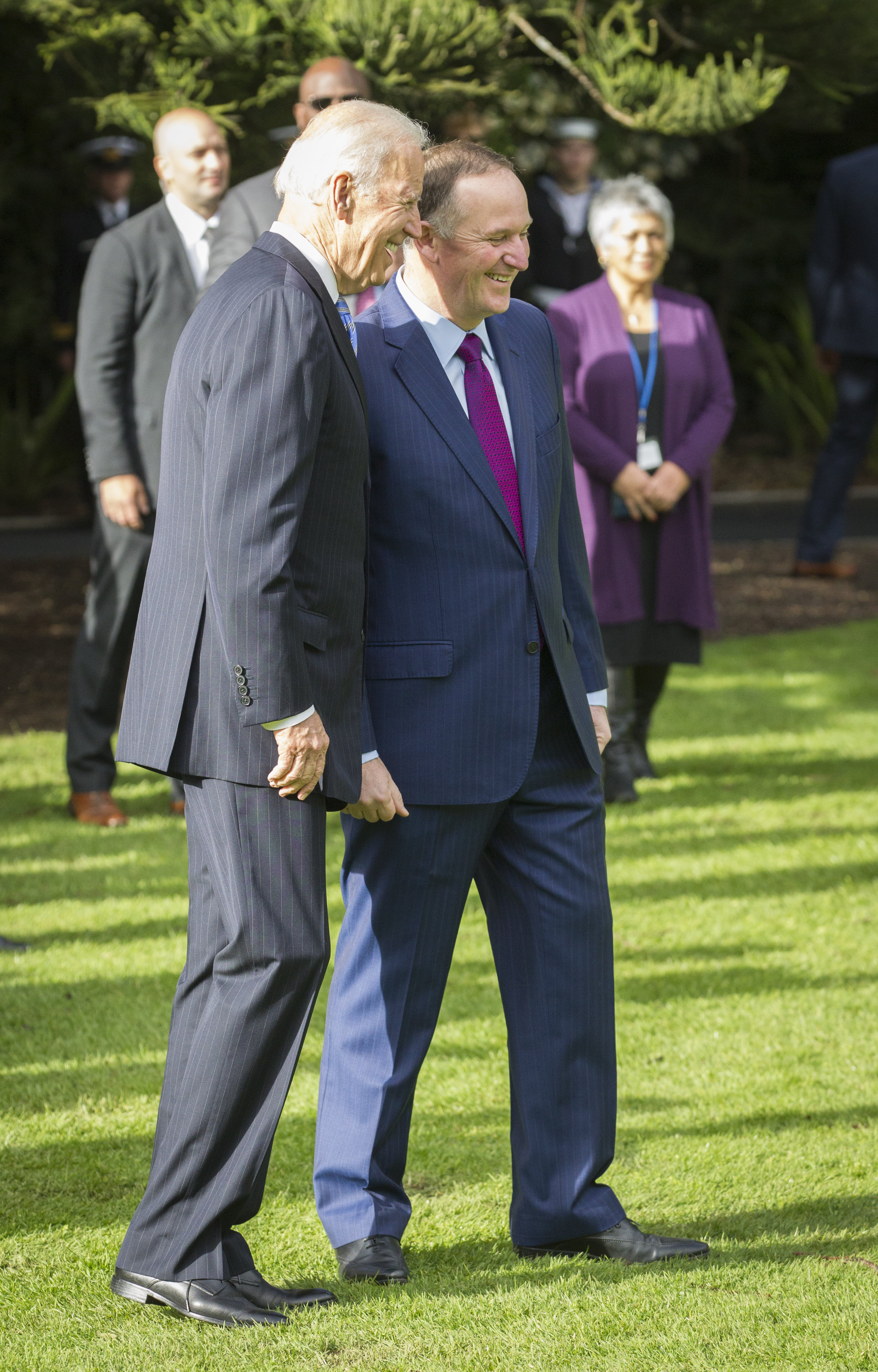 US Vice President Joe Biden and New Zealand Prime Minister John Key at Government House in Auckland. Photo / Greg Bowker
