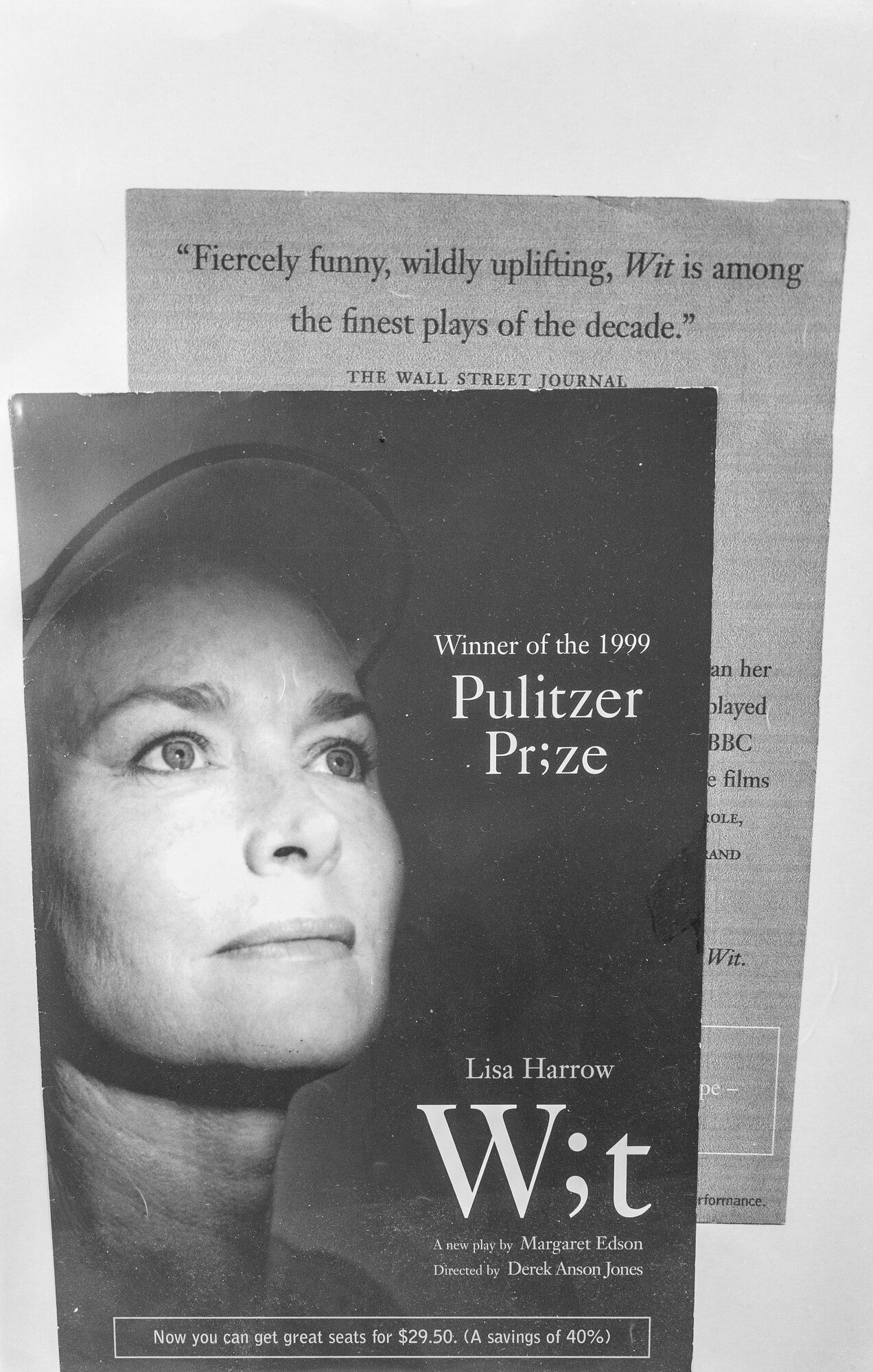 Lisa Harrow in the long-running off-Broadway production of Wit, the 1999 Pulitzer Prize-winning play by Margaret Edson.