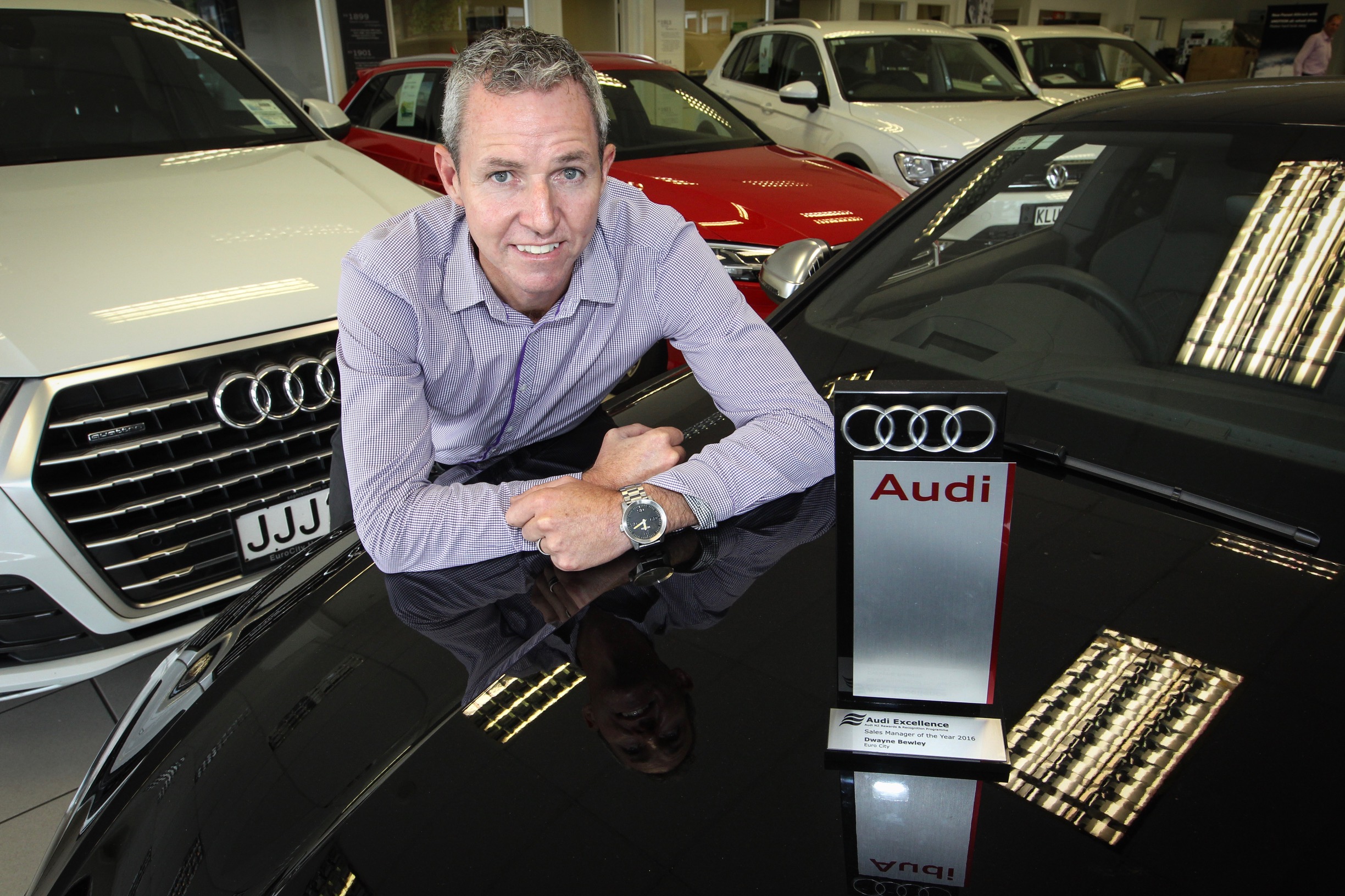 Euro City's general manager and Audi sales manager Dwayne Bewley is Audi Sales Manager of the Year . Photo/Warren Buckland