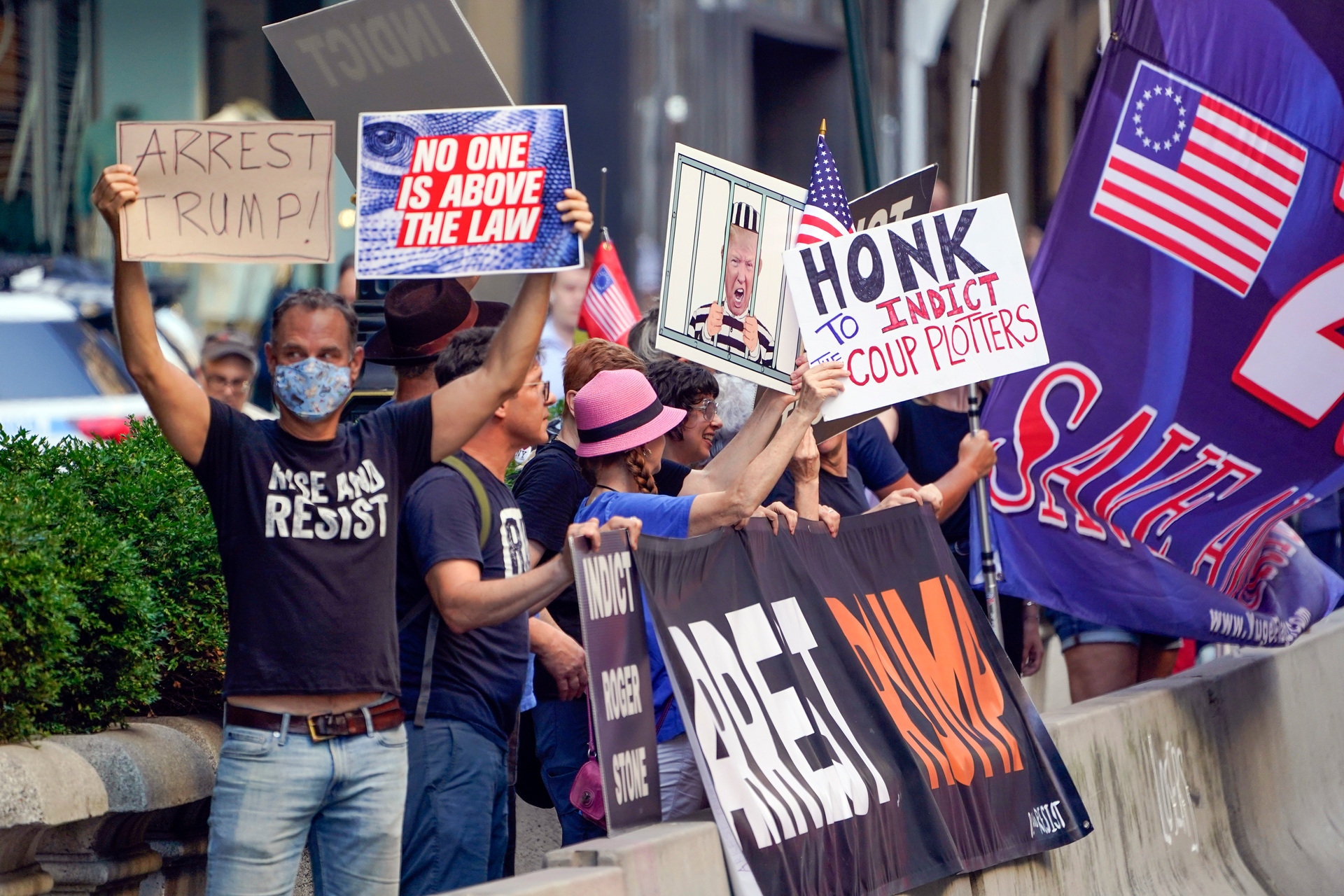 Protesters gather in front of Trump Tower in New York. Photo / AP