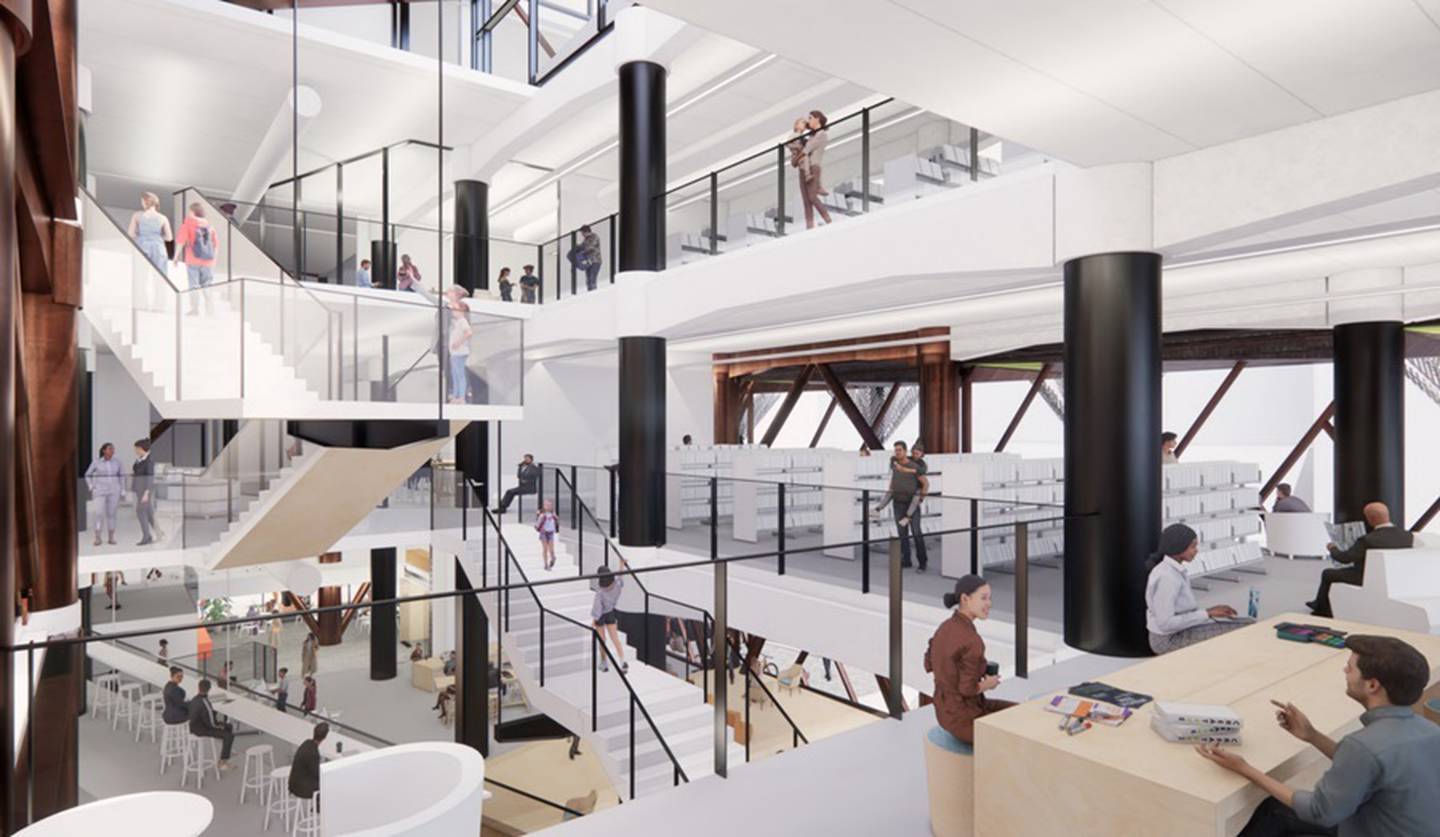 Wellington City Council has released artist impressions of the preliminary design of Te Matapihi ki te Ao Nui, the central library. Image / Supplied
