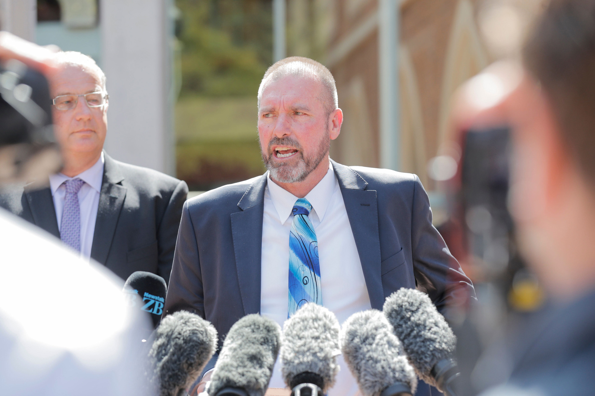 Detective Inspector Scott Beard addresses media at the High Court at Auckland after sentencing. Photo / Dean Purcell