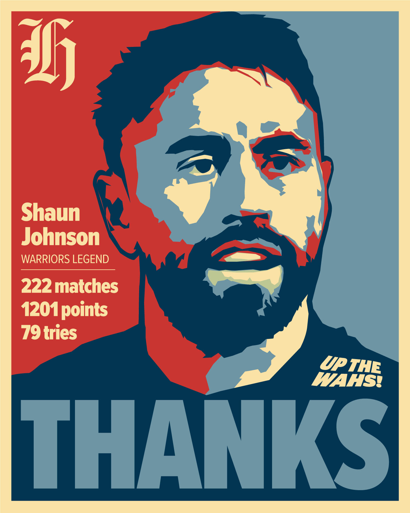 Shaun Johnson tribute poster. Image / Photosport; Herald artists, Andrew Louis