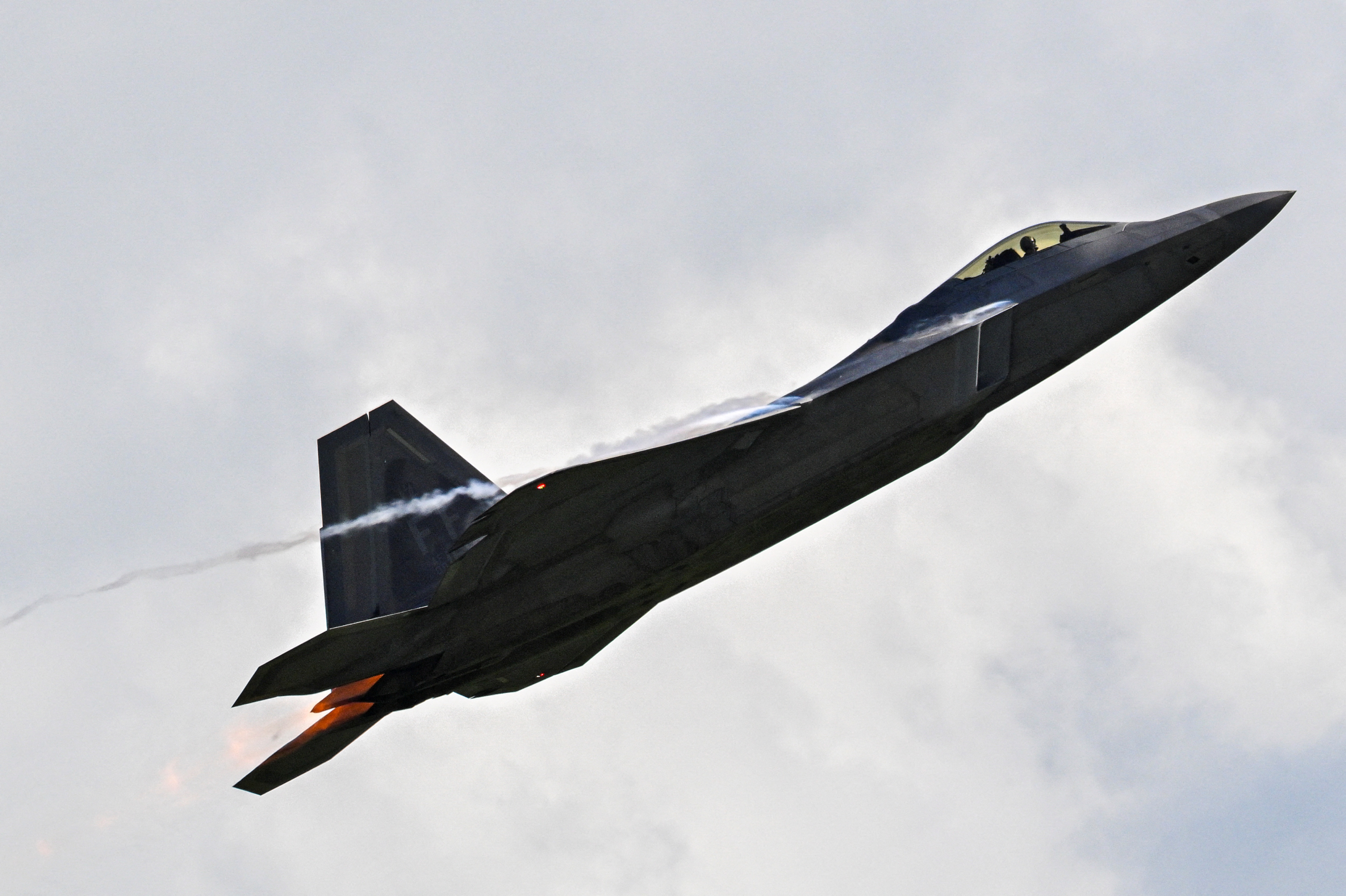 Warbirds Over Wānaka organisers insist the Raptors are not the first modern-day fighter jet to go on show. Photo / Miguel J. Rodriguez Carrillo, AFP