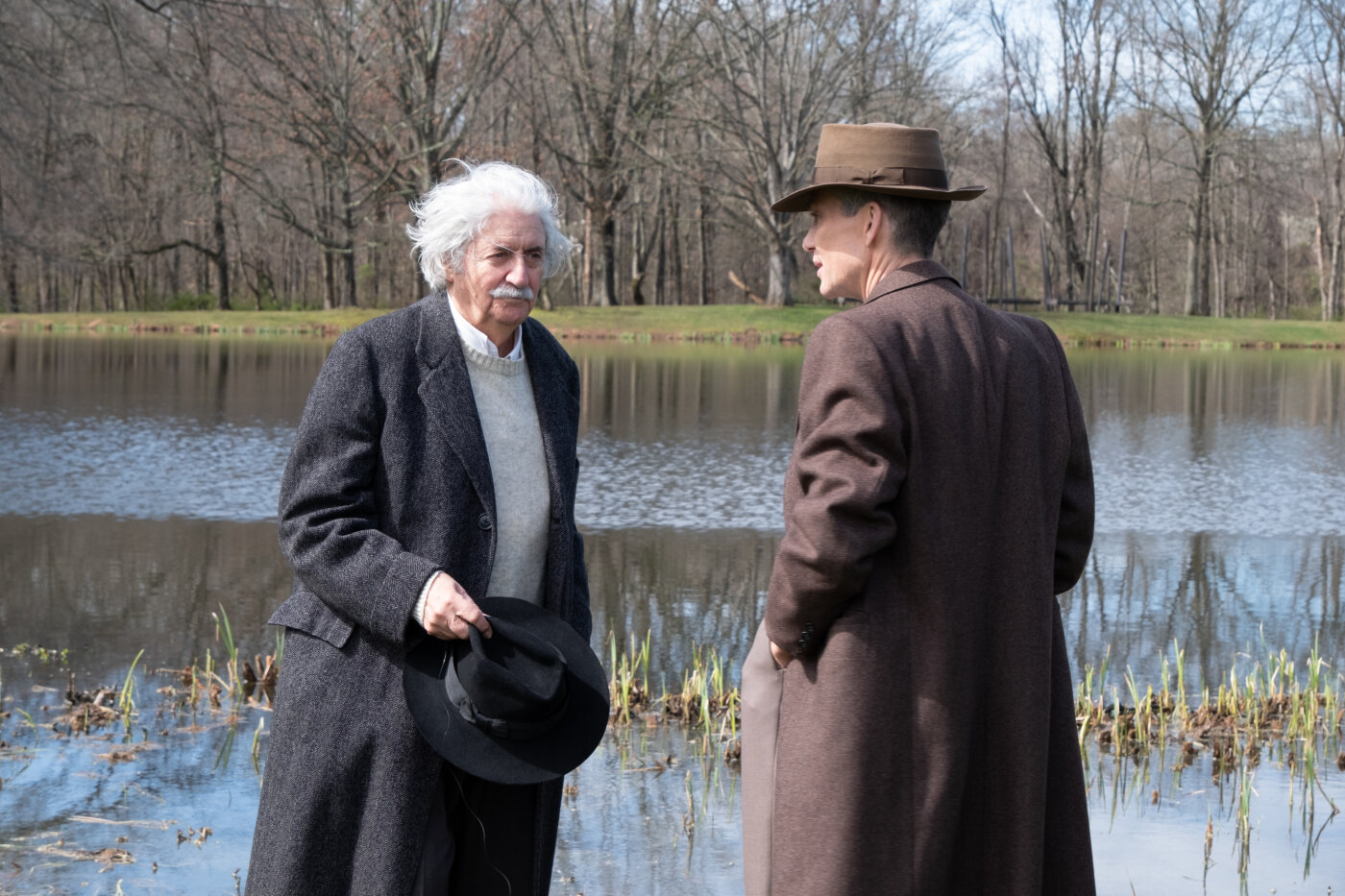 Tom Conti as Albert Einstein opposite Cillian Murphy in Oppenheimer.