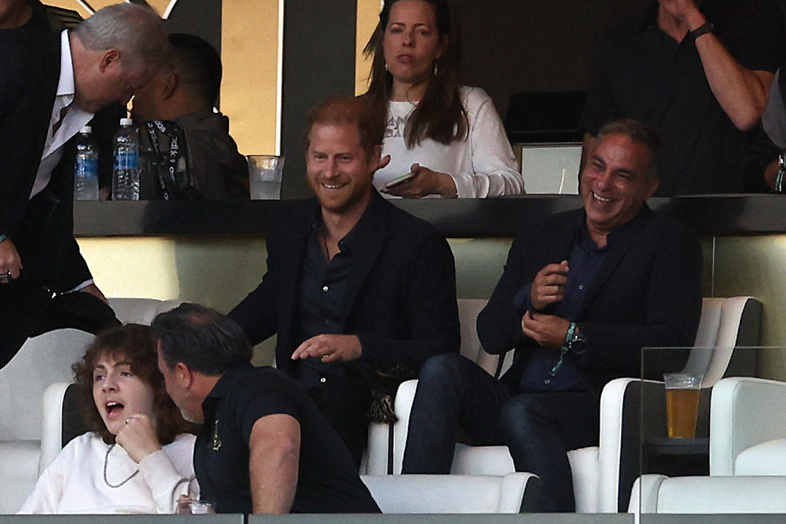 Prince Harry reacts during a match between Inter Miami CF and Los Angeles Football Club at BMO Stadium. Photo / Getty Images
