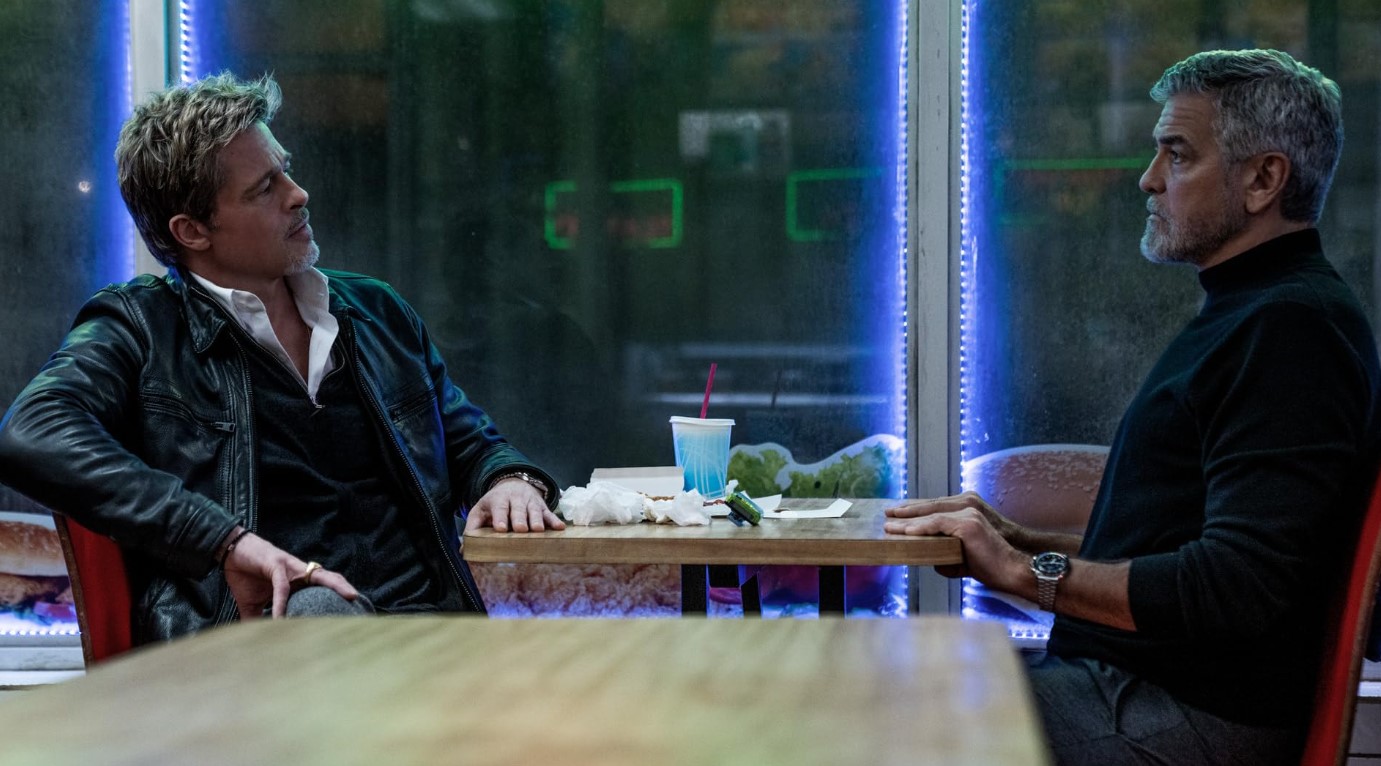 Brad Pitt and George Clooney in Wolfs.