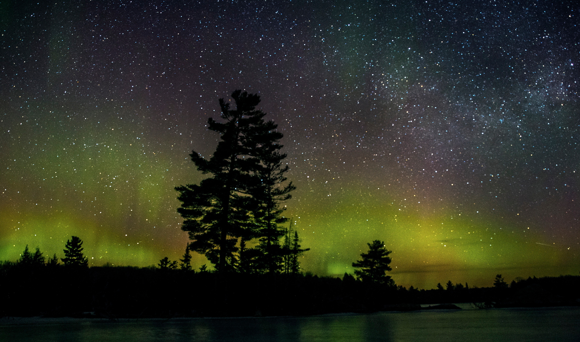 The Aurora Borealis, or northern lights, over central Ontario in Canada. Photo / AP