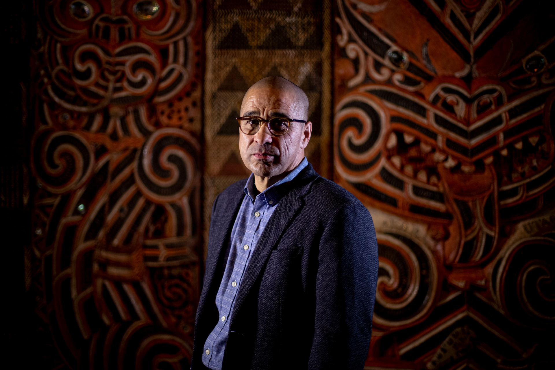 Paul Majurey inside Hotunui, Auckland War Memorial Museum. Photo / Dean Purcell