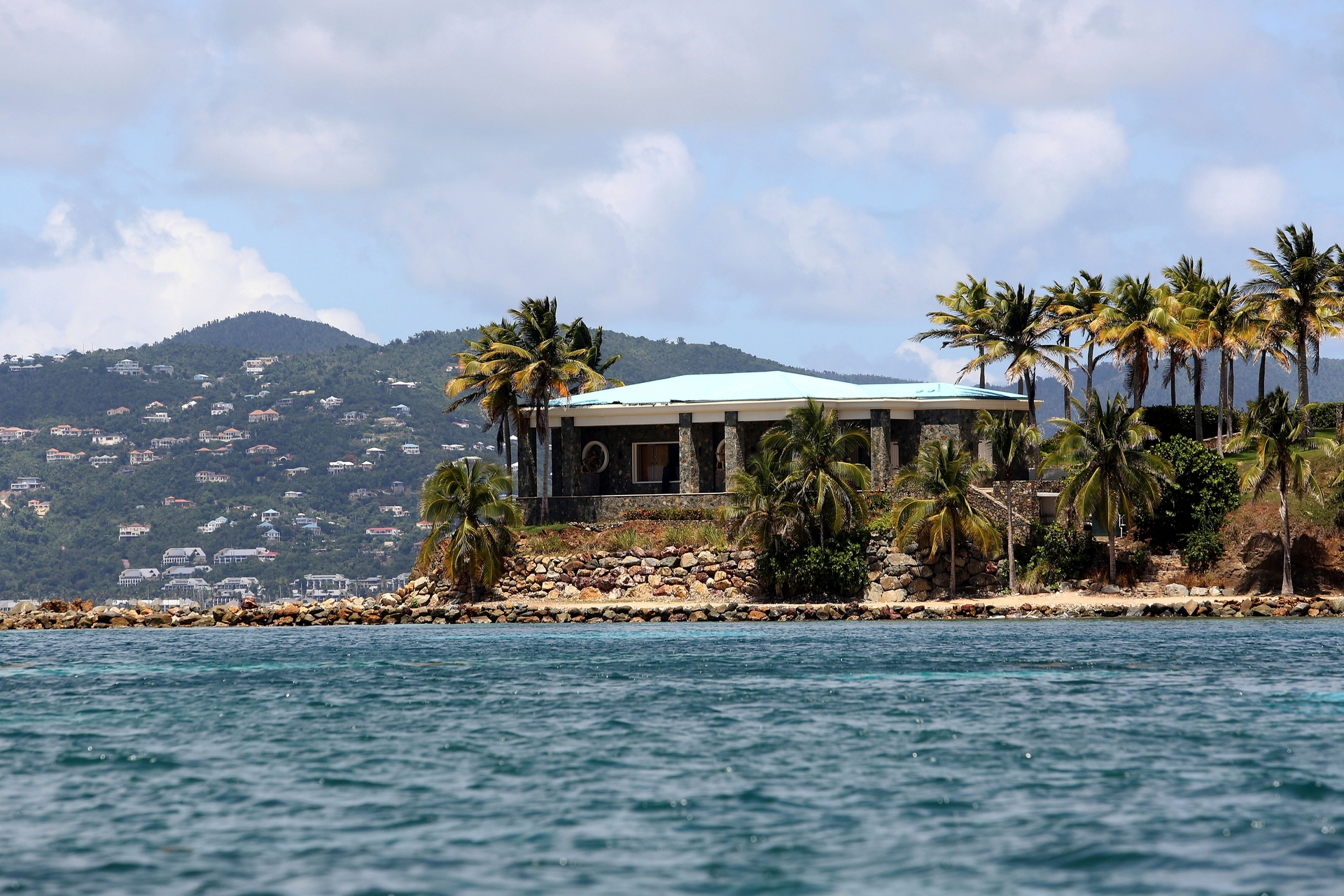 A view of Jeffrey Epstein's stone mansion on Little St. James Island. Photo / AP