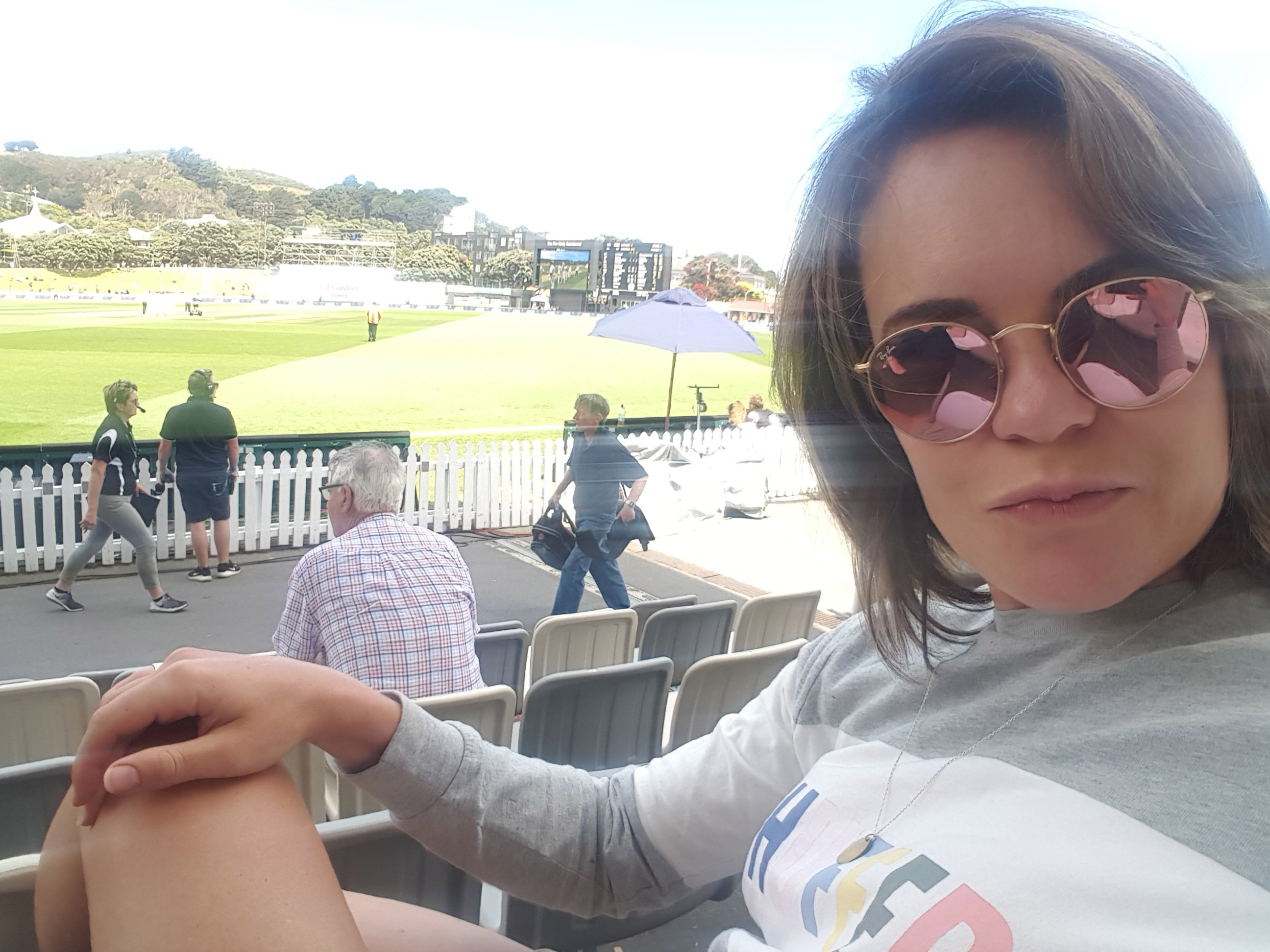 Working through the bucket list: a day watching cricket at the Basin Reserve, tick. Photo / Supplied