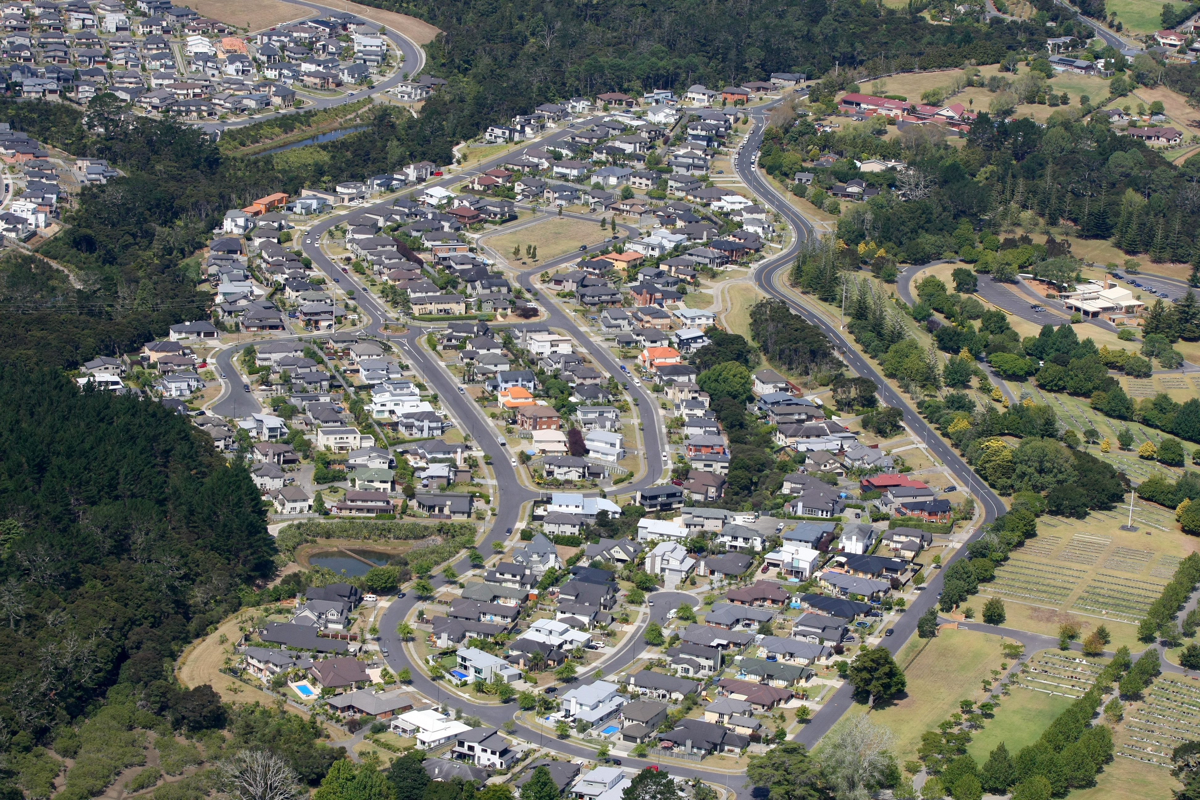 An aerial view of Rosedale. Auckland Transport is looking into a new bus station and a park and ride facility in the area. Photo: Chris Gorman 