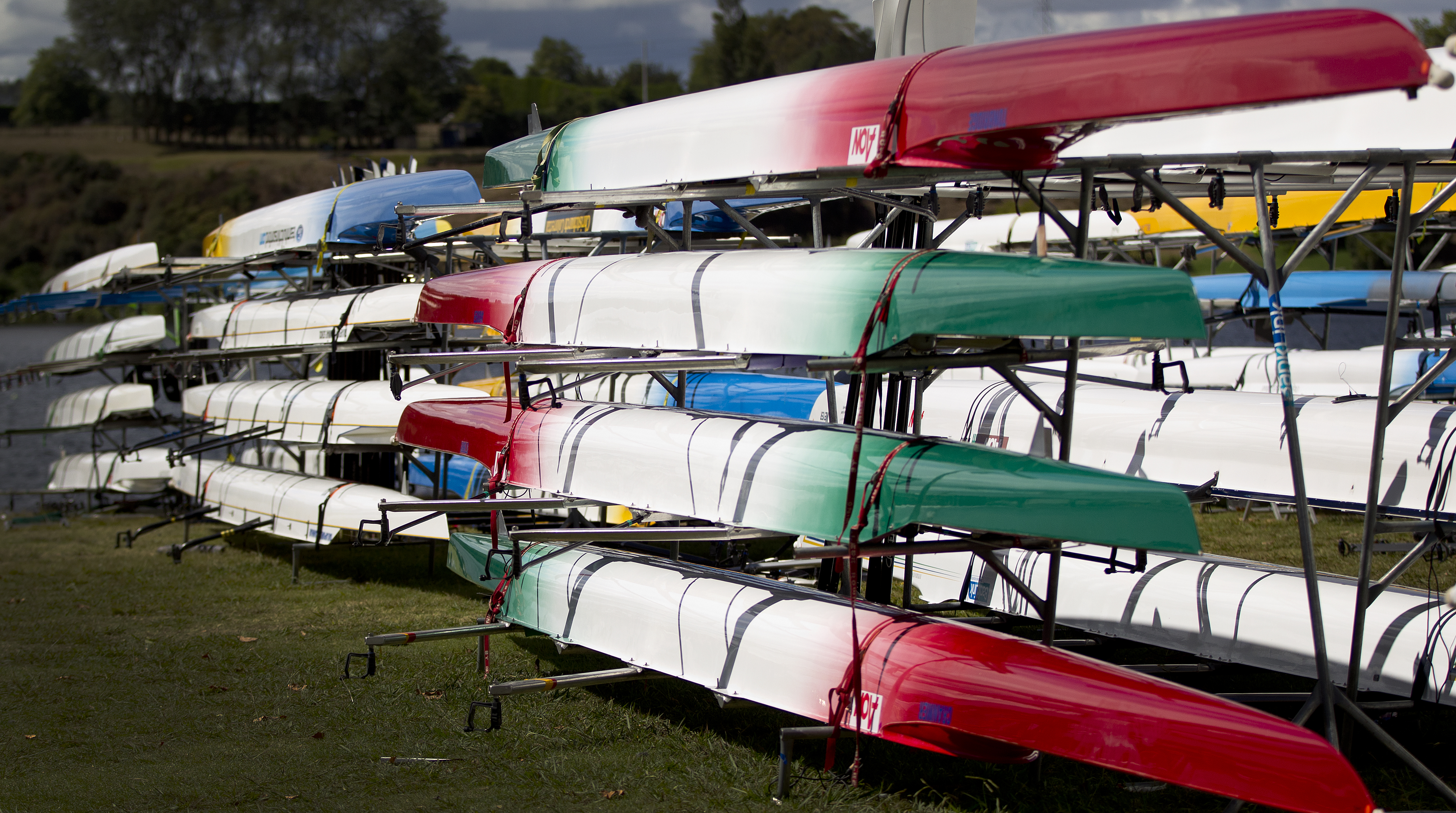 Boats stacked up for the Maadi Cup Regatta in 2020. Photo / NZME