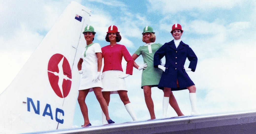 1970s: Dubbed the 'lollipop' or 'jellybean', this vibrant uniform saw female staff wear short A-line dresses in a range of pastel colours. Photo / Air New Zealand