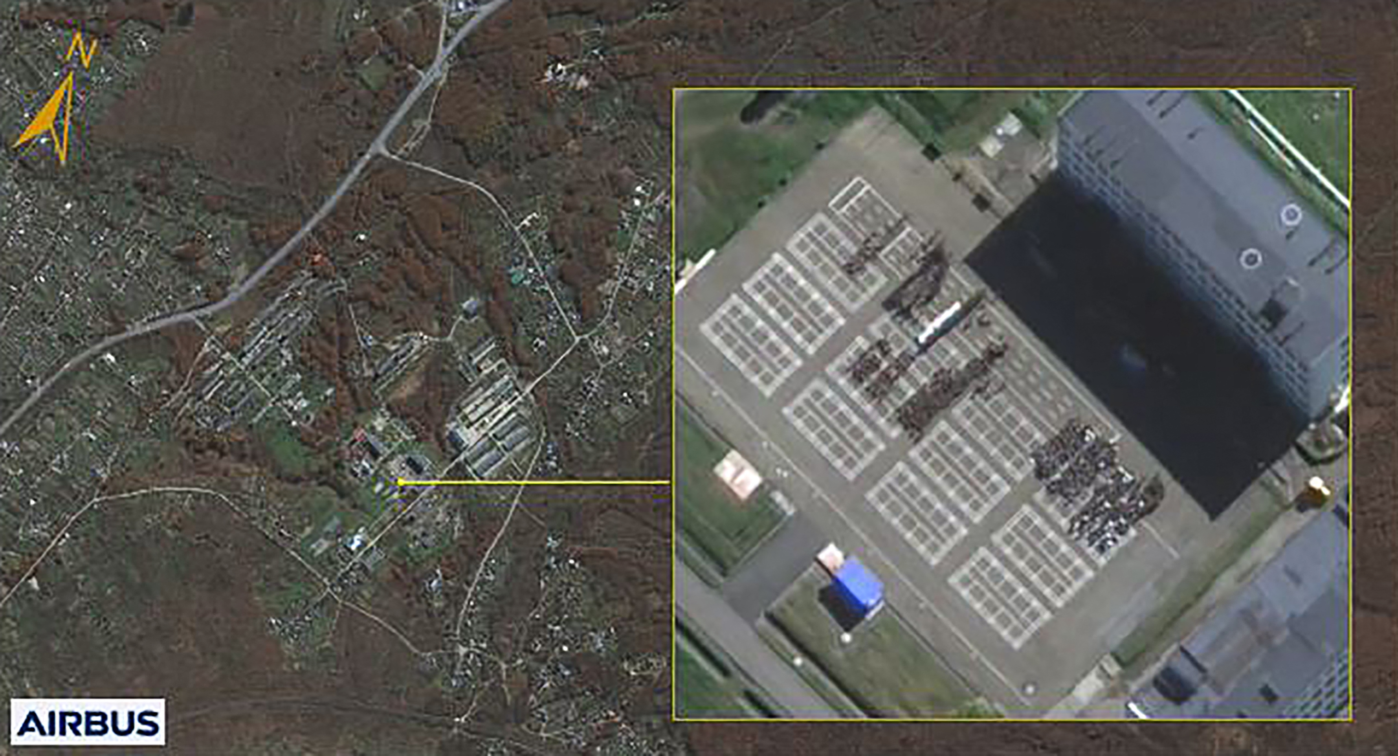 South Korea says this satellite image shows North Korean personnel in the training grounds of a Russian military facility. Photo / AFP