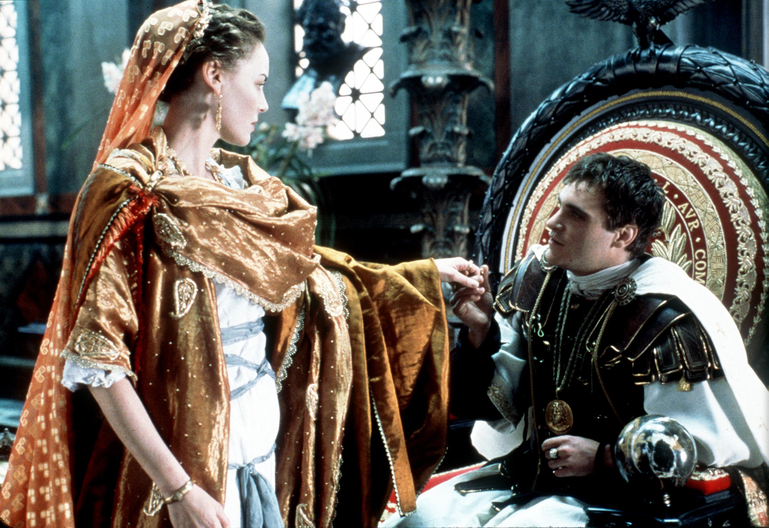 Joaquin Phoenix as Commodus (right) and Connie Nielsen as his sister Lucilla (left) in Gladiator. Photo / Getty Images