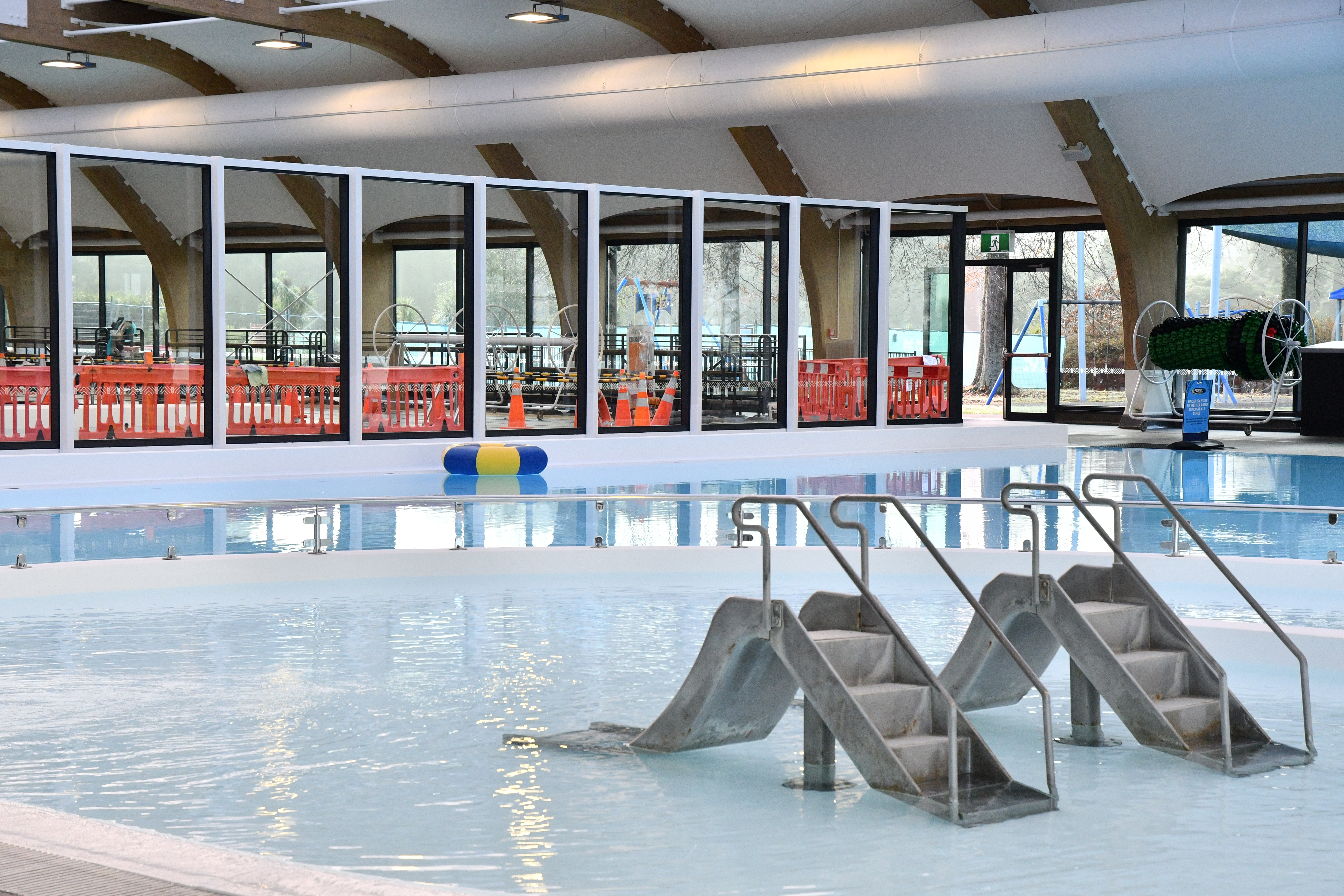 Rotorua Aquatic Centre's leisure pool slides were reinstalled in the upgrade, following a polish. Photo / Laura Smith
