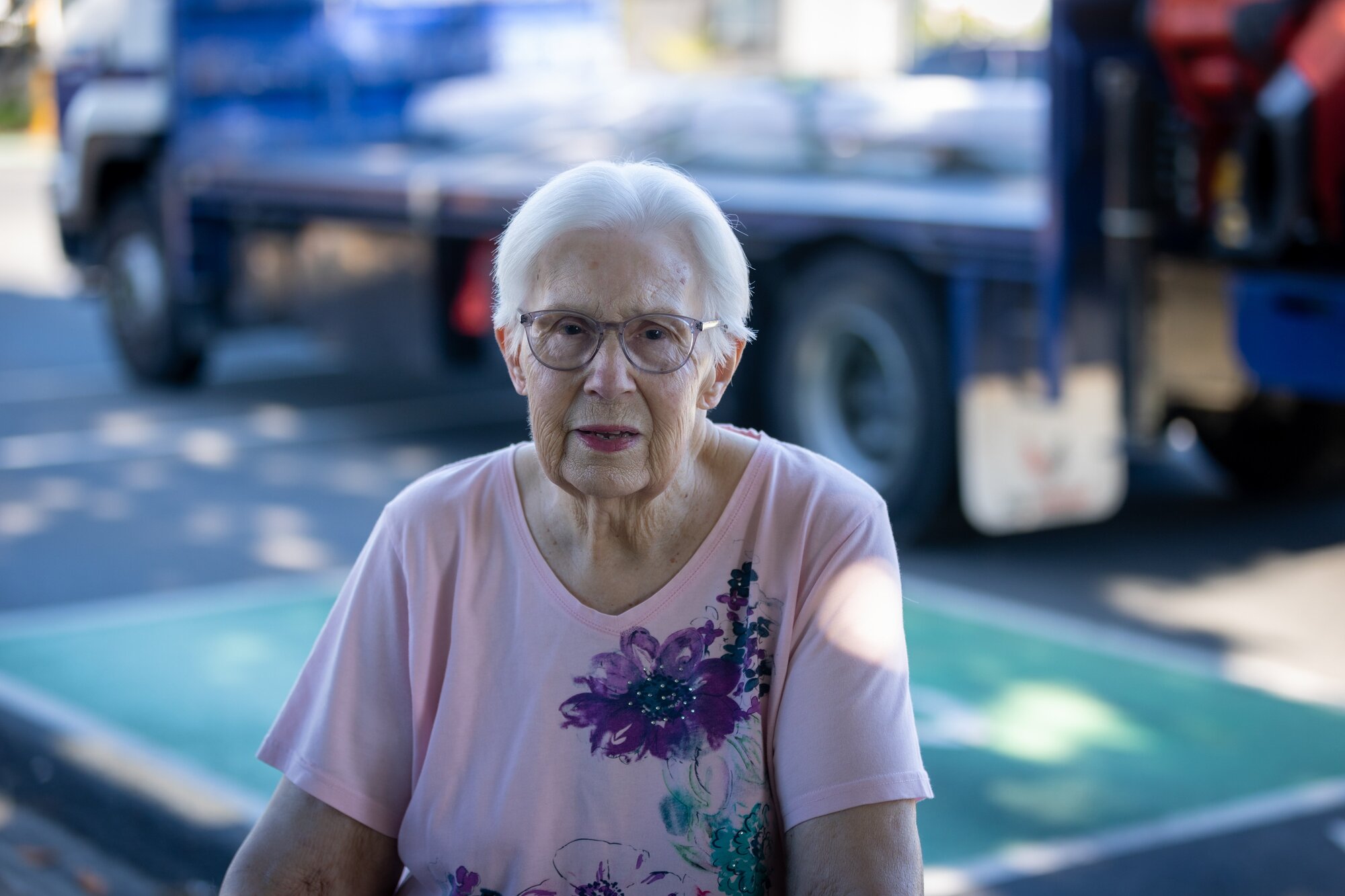 Marlene Person at the raised crossing on Ash Rd, Avondale. Photo / Michael Craig