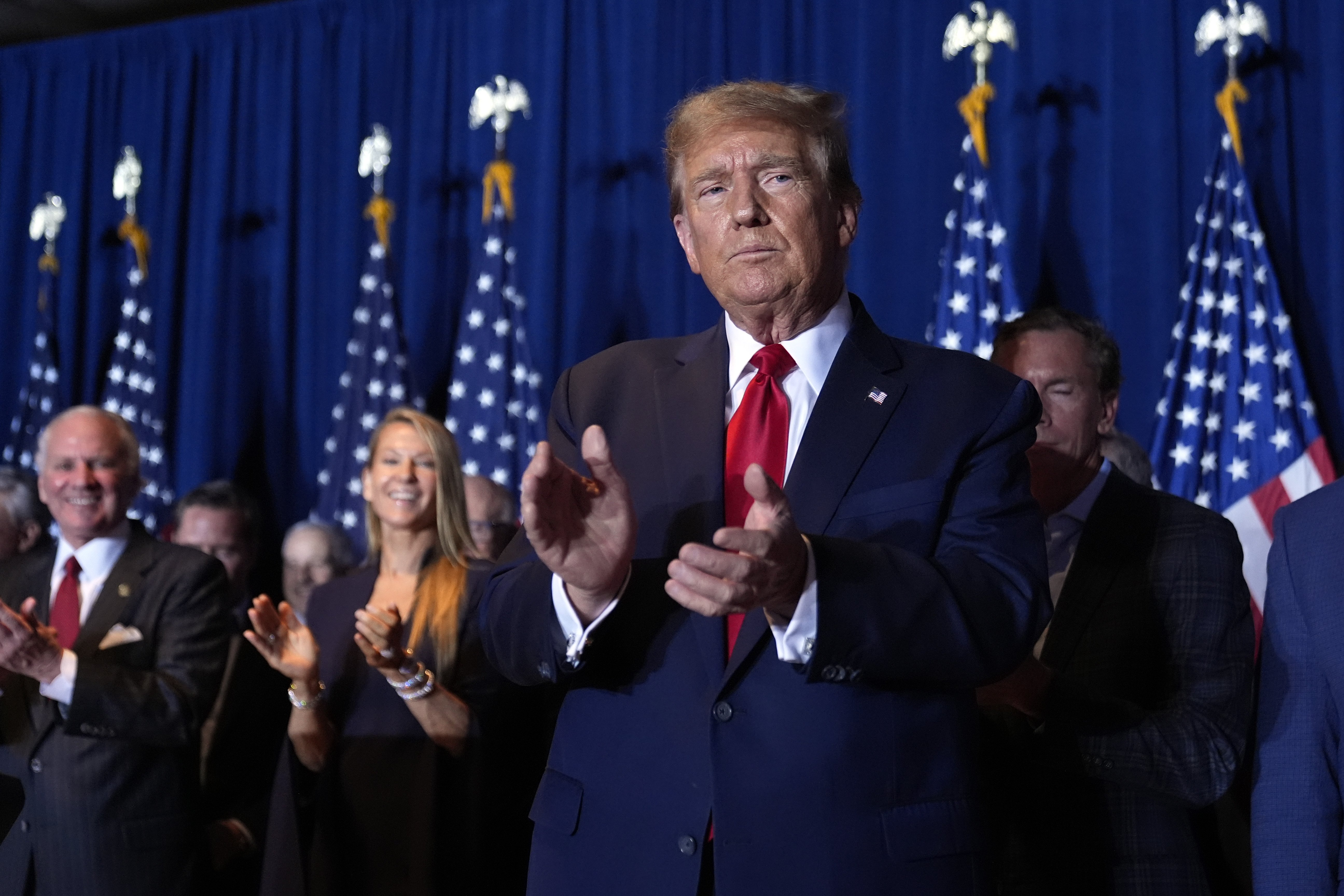 Republican presidential candidate former President Donald Trump attends a primary election night party at the South Carolina State Fairgrounds in Columbia. Photo / AP
