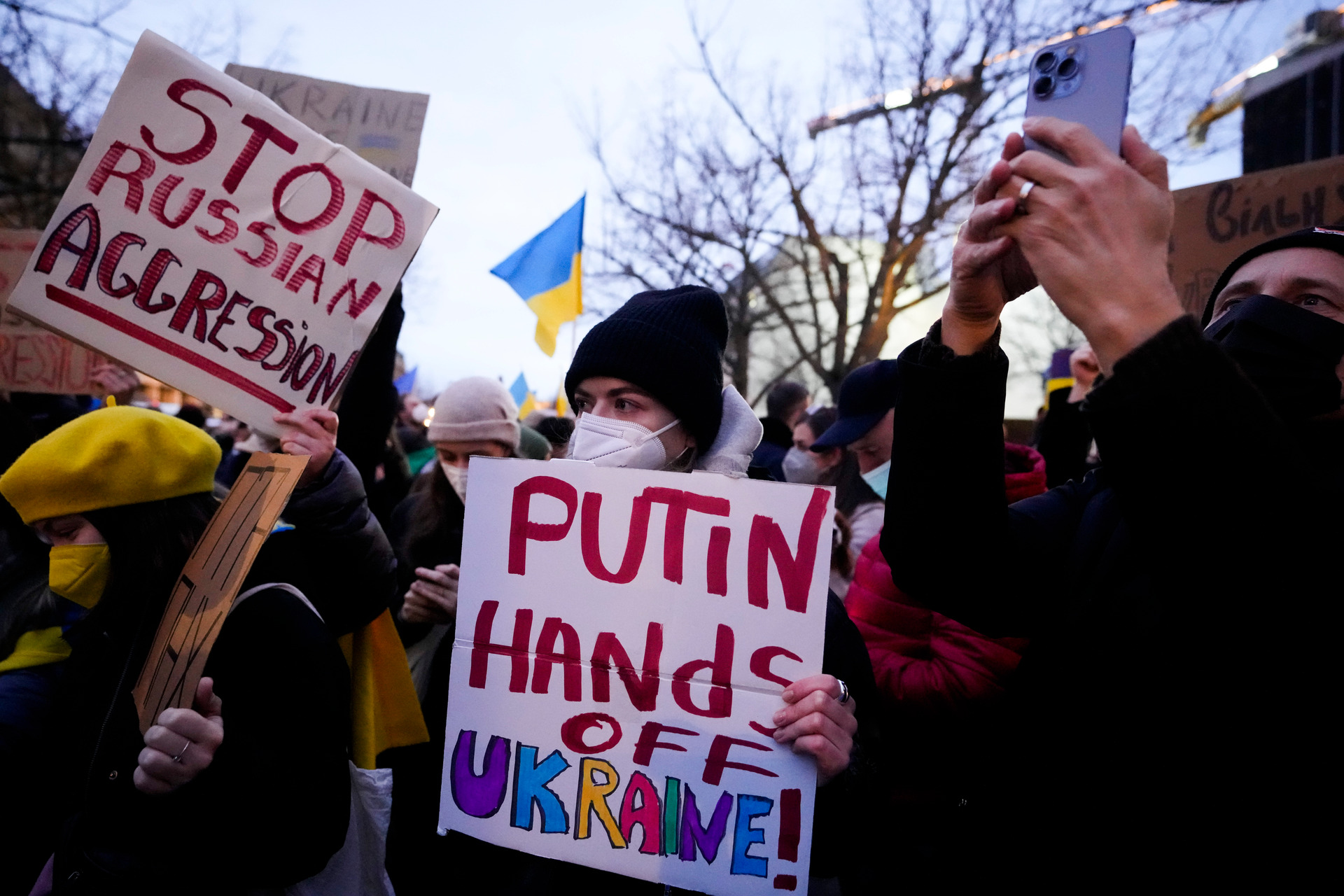 There were also protests near the Russian embassy in Berlin, Germany. Photo / AP