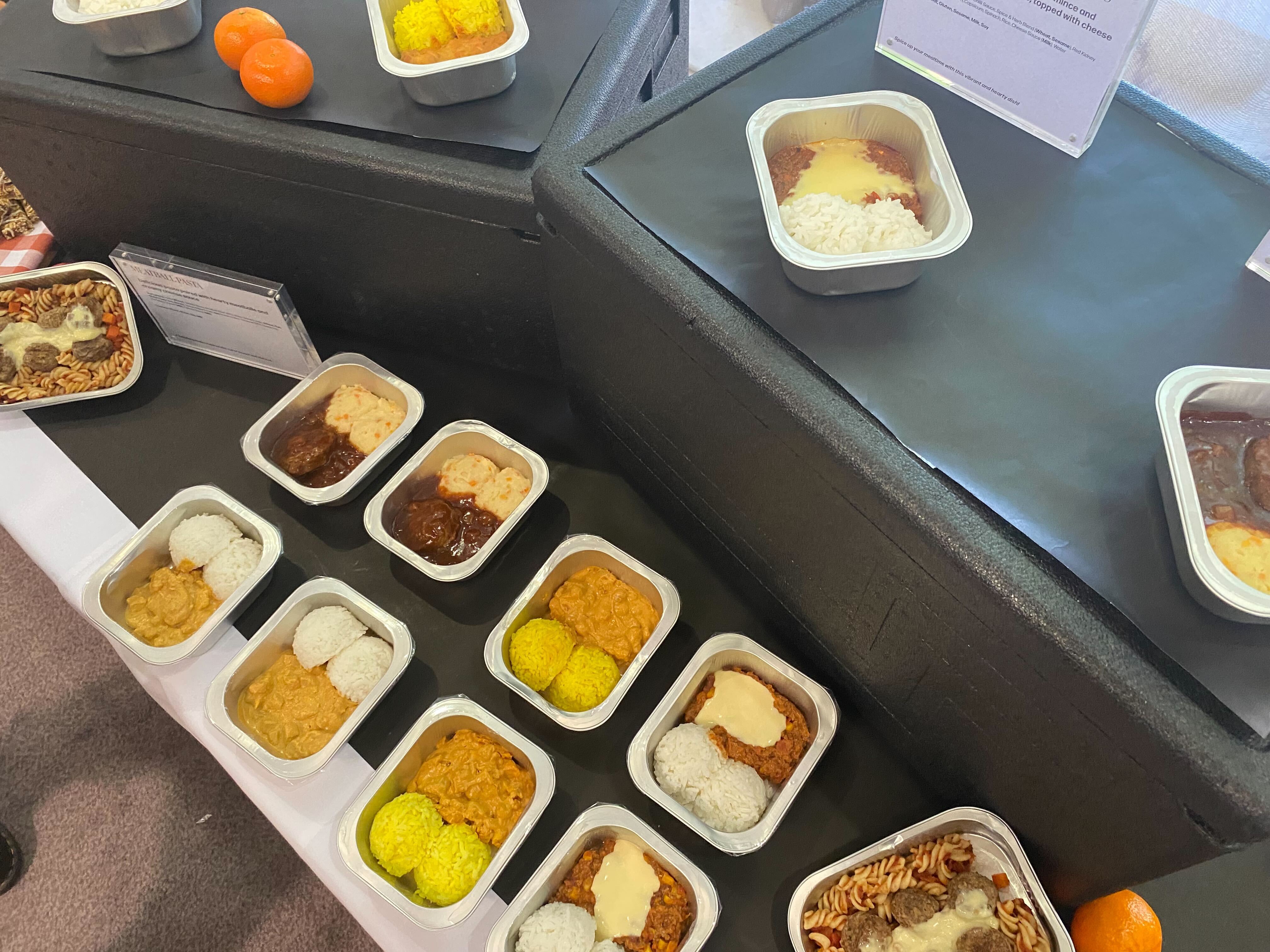 Lunches that will be served as part of the school lunch programme on display. Photo / Julia Gabel