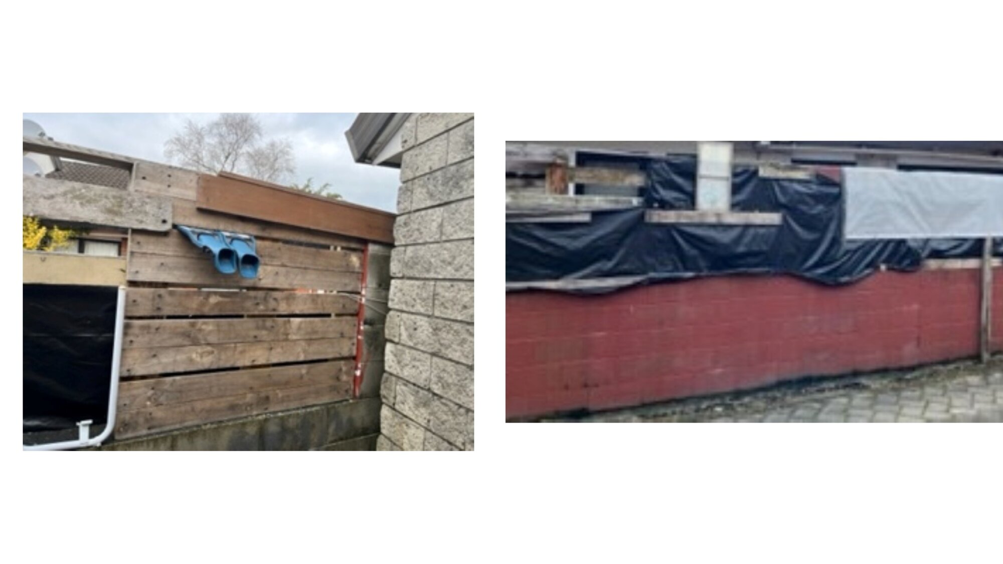 Rubbish is used to fix holes in a fence at a Stephen and Jasu Bhana-owned property that is the centre of a Tenancy Tribunal hearing. 