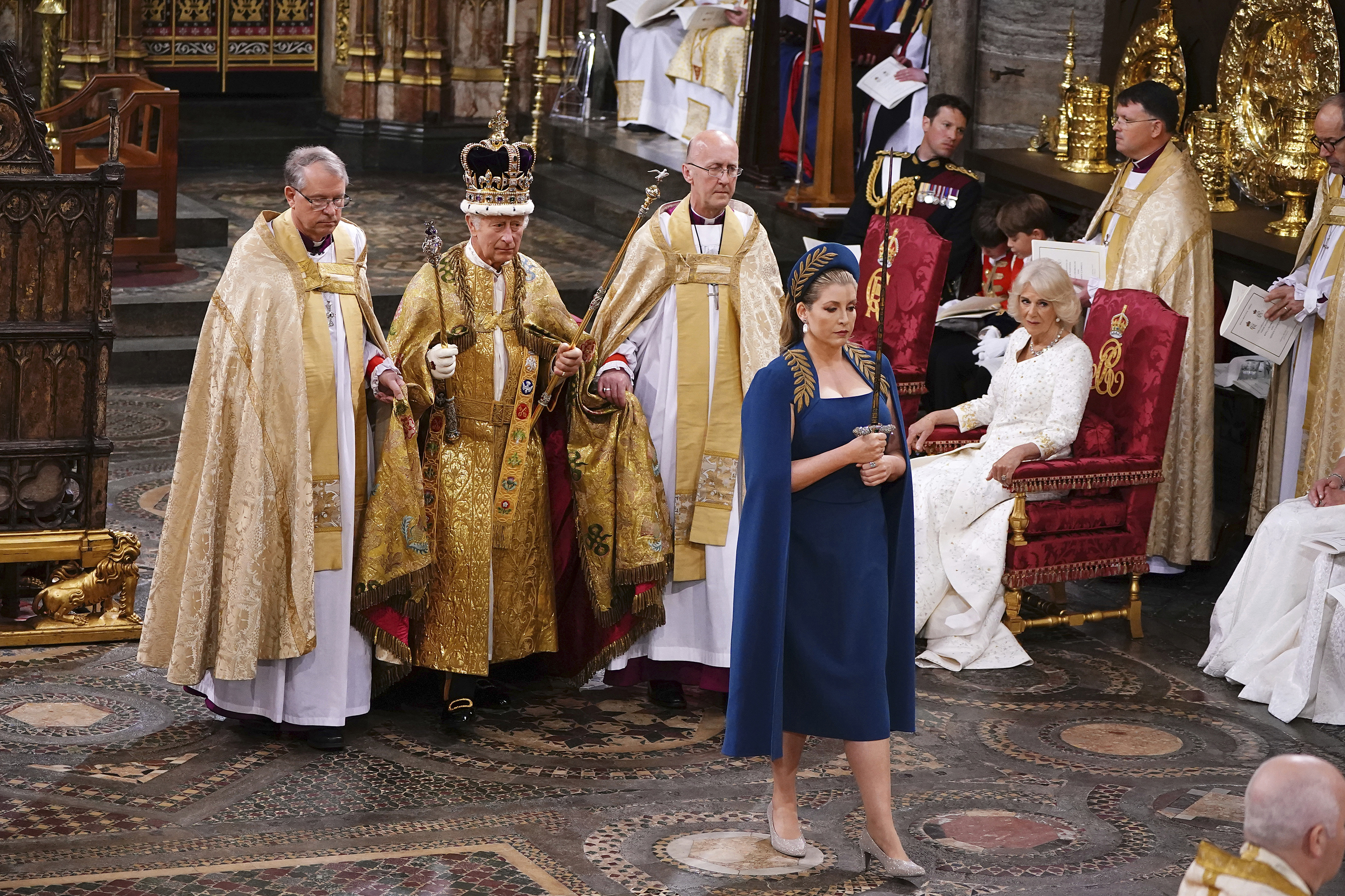 King Charles III wearing St Edward's Crown during his coronation ceremony in Westminster Abbey. Photo / AP