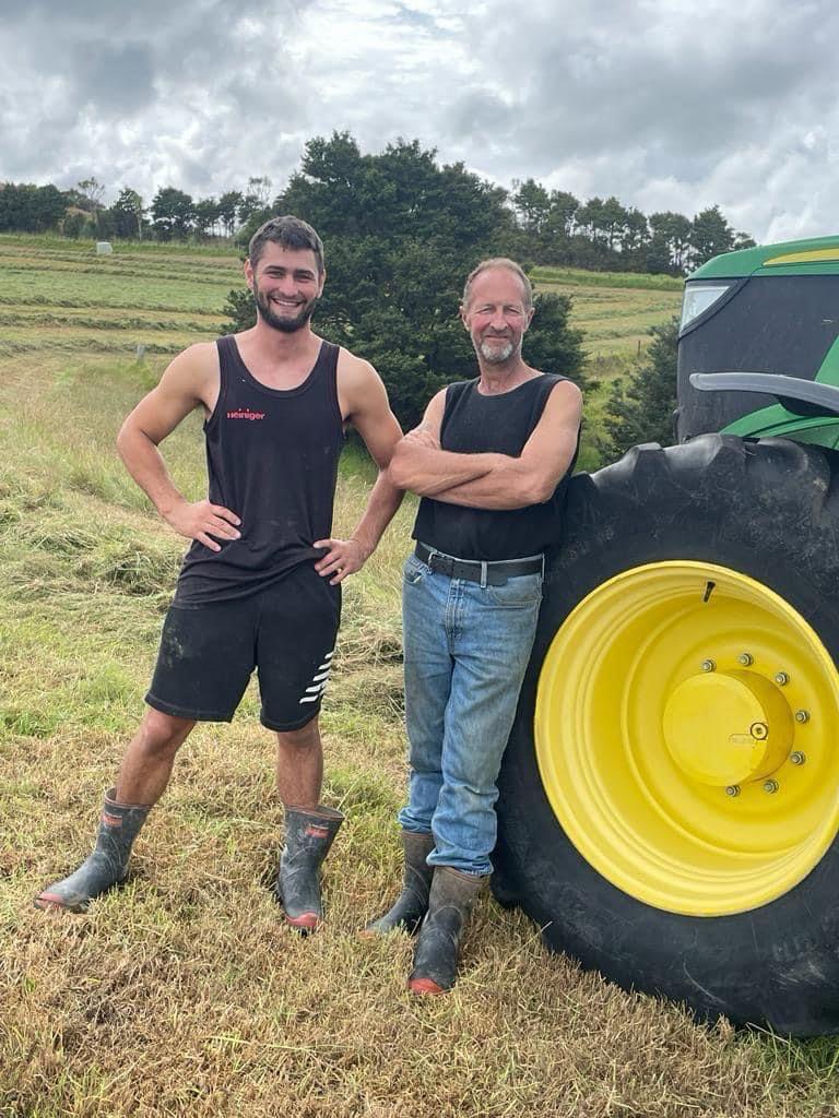 Brody Cameron and Mark Cameron making silage last year.