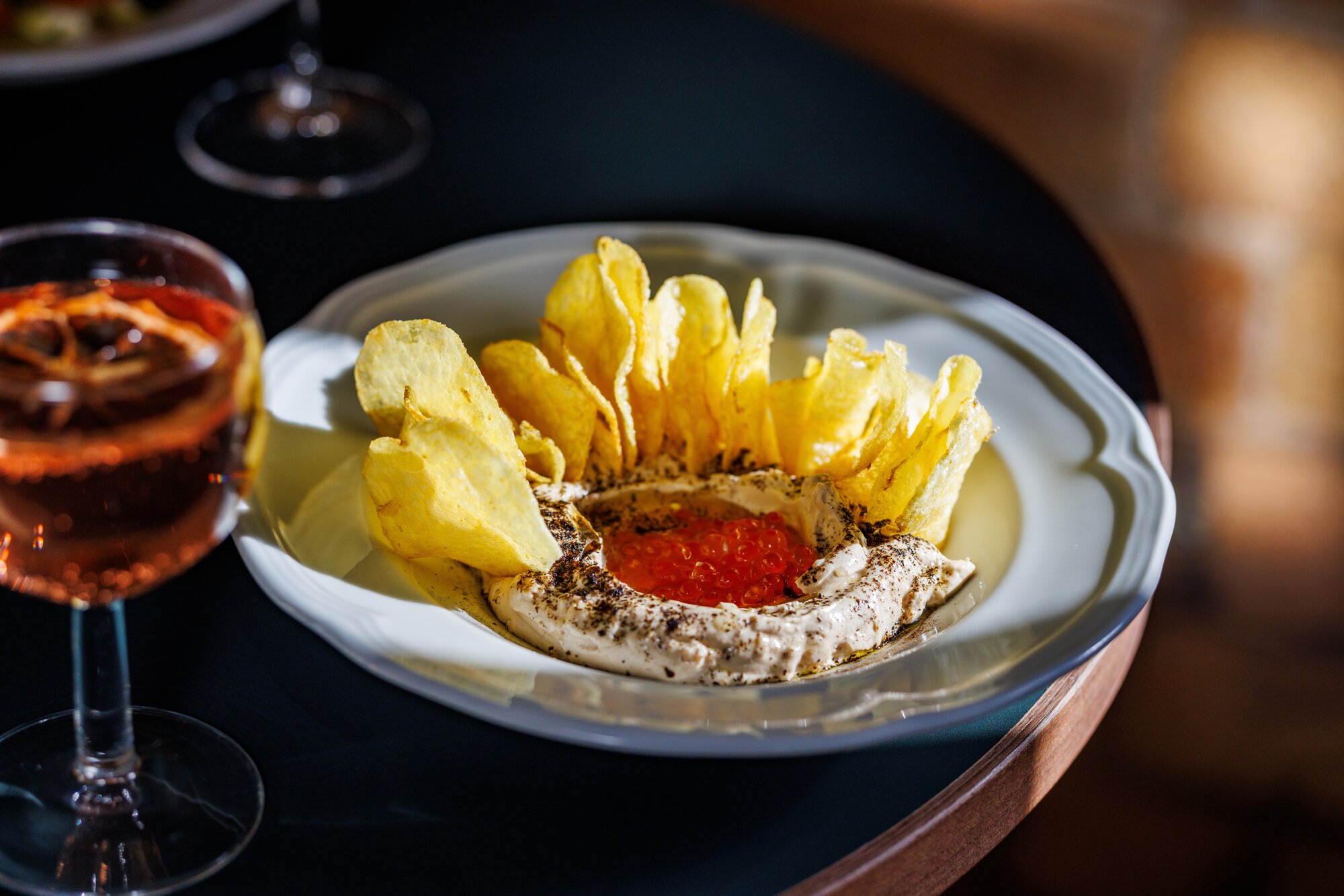 There is a touch of luxury in the salmon roe on the chip and dip. Photo / Babiche Martens