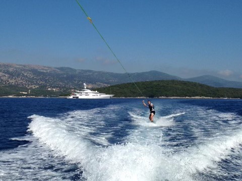 Crew get to do experiences most of us never will, including wakeboarding behind superyachts. Photo / Supplied