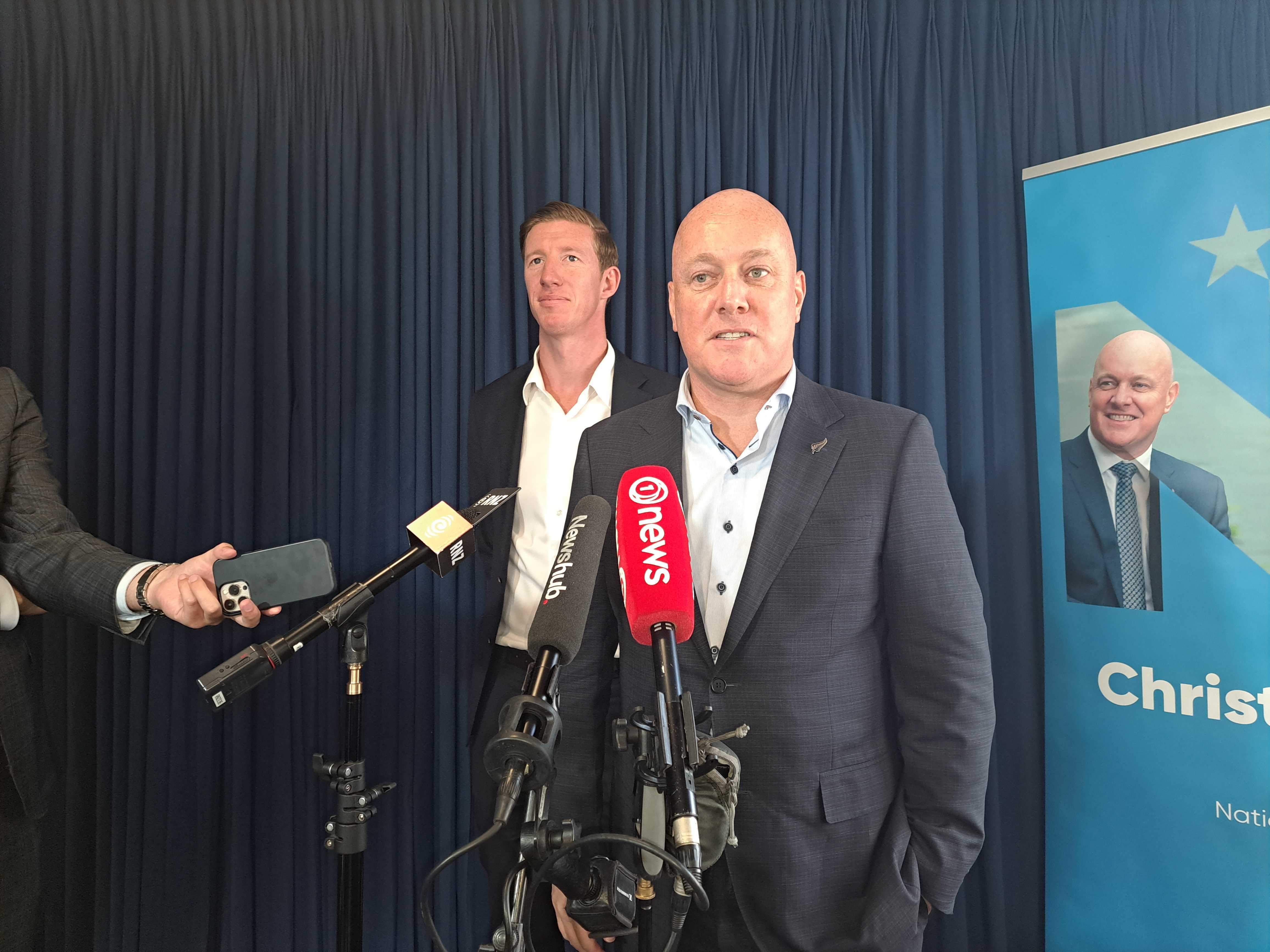 Christopher Luxon unveils his Three Waters policy. Photo / Sandra Conchie
