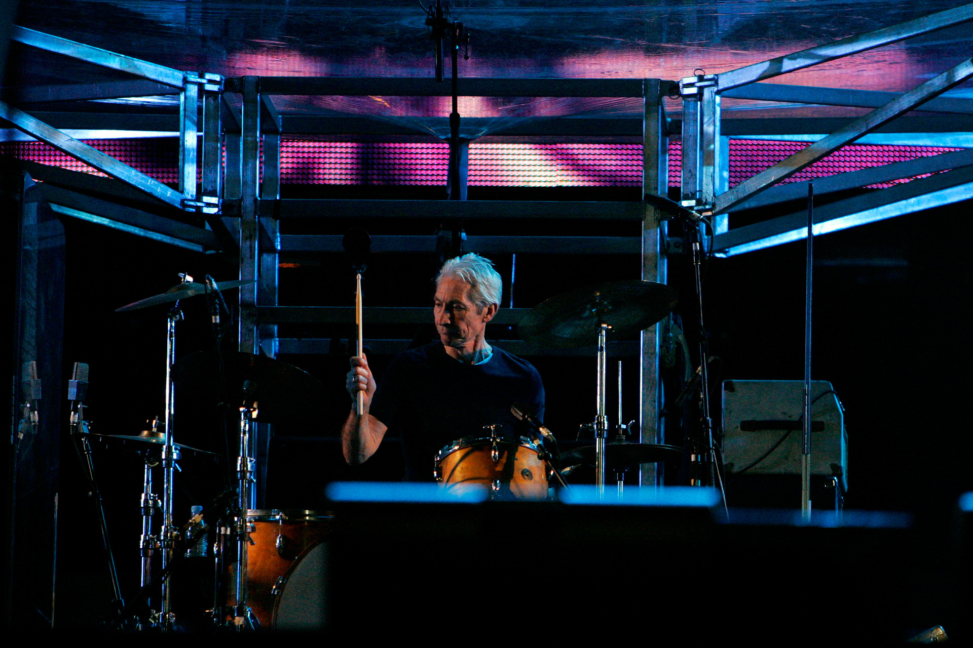 Rolling Stones drummer Charlie Watts in action, at the Rolling Stones Concert atWestern Springs, Aucklandin April 2006. Photo / File