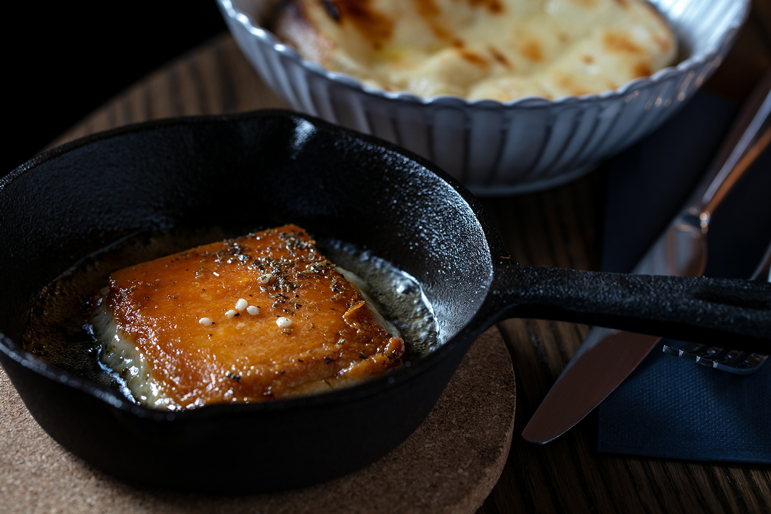 The kefalograviera saganaki. Photo / Babiche Martens