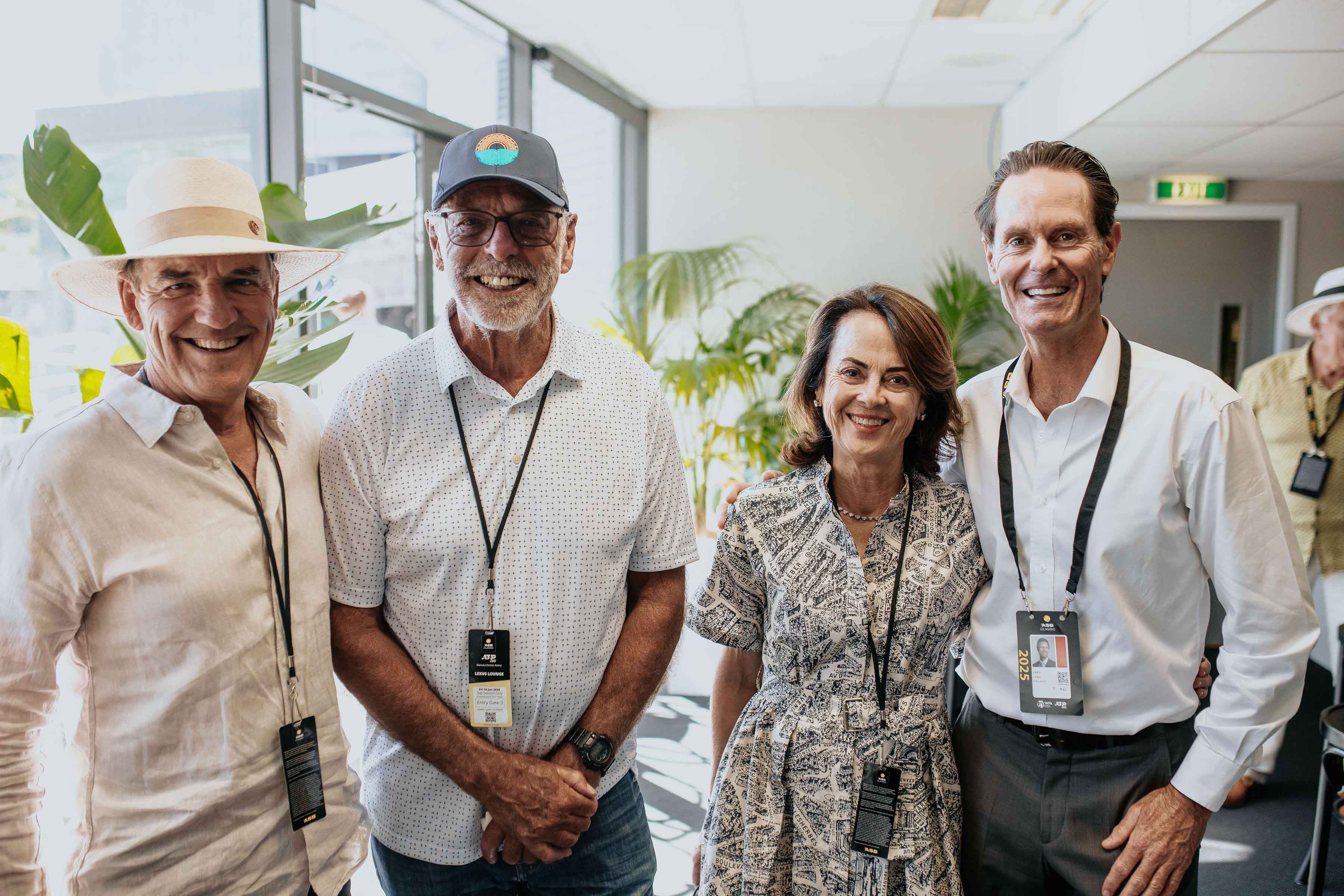 Ross Green, Auckland Mayor Wayne Brown, Josephine Green and Greg Long, pictured at the ASB Classic in January.