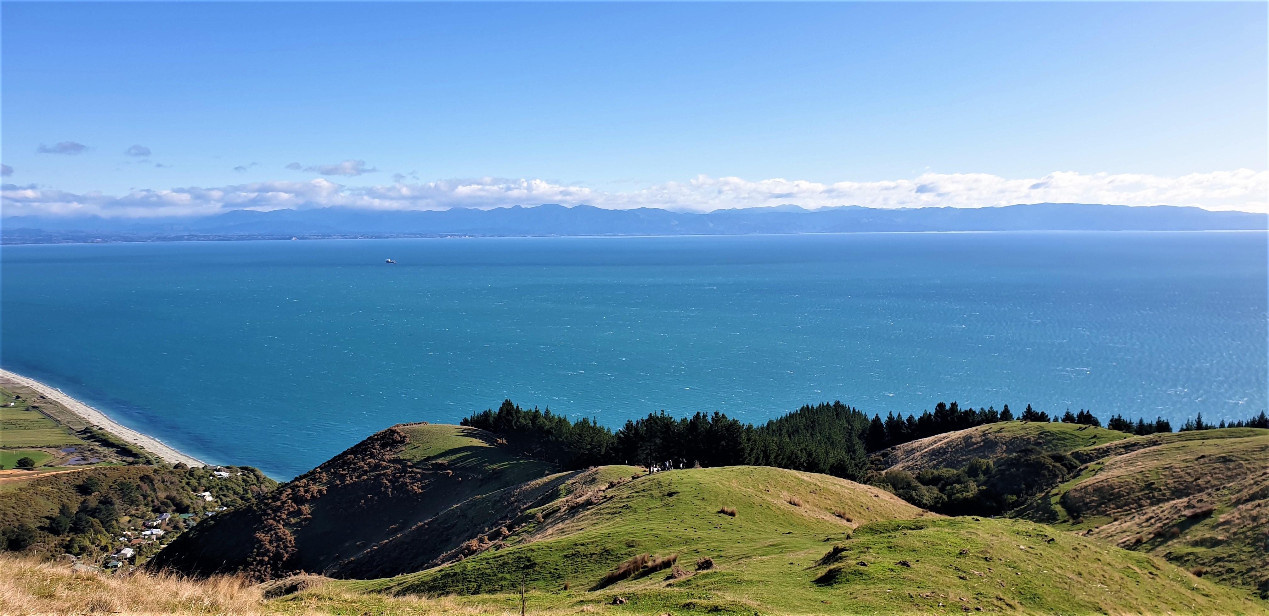 West across Tasman Bay from the hills above Glenduan, north Nelson, where Māori arrived centuries before European and English settlers. Photo / Tracy Neal
