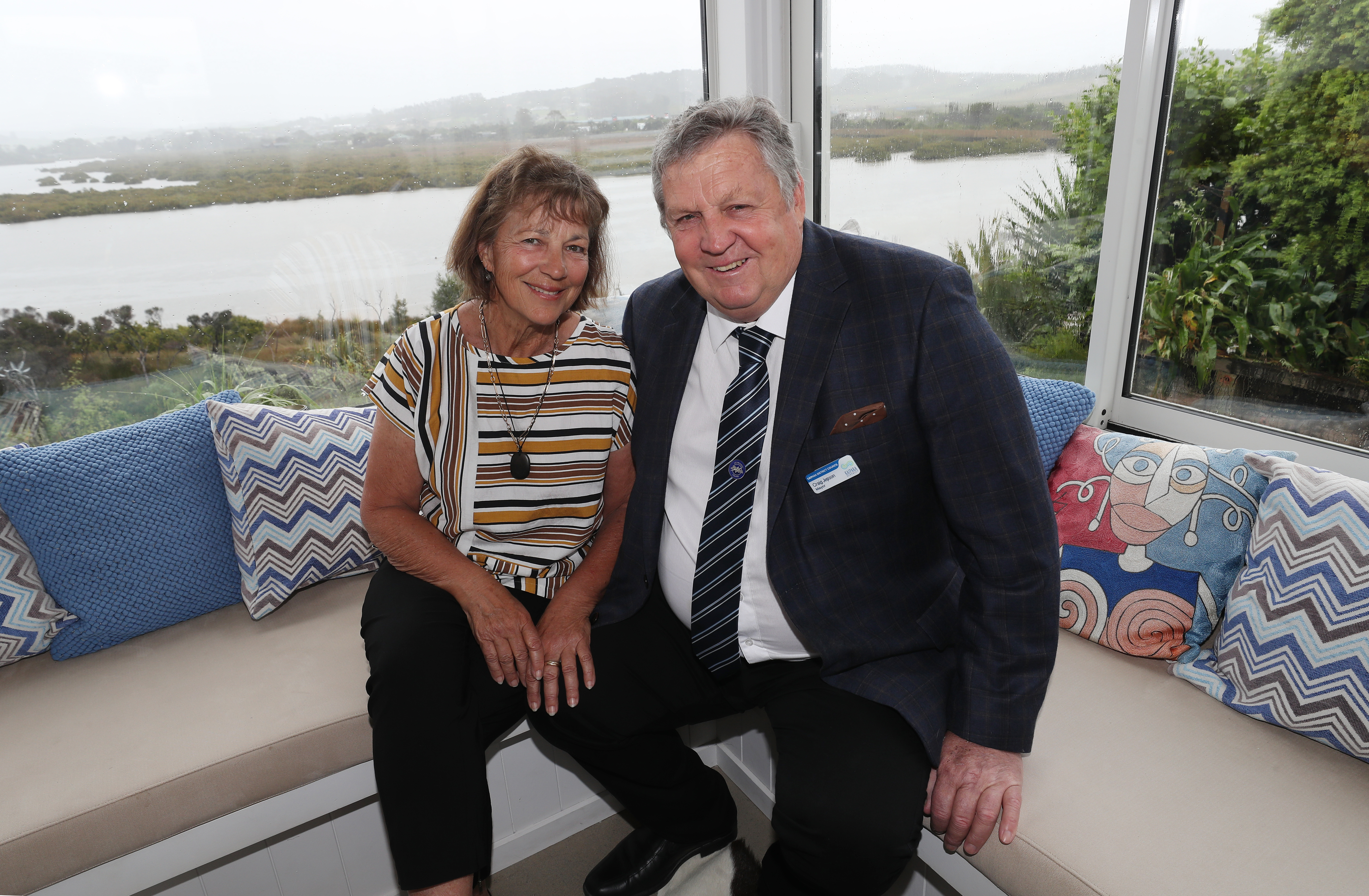 Kaipara Mayor Craig Jepson and partner Jeannette Reid at home in Mangawhai. Photo / Michael Cunningham