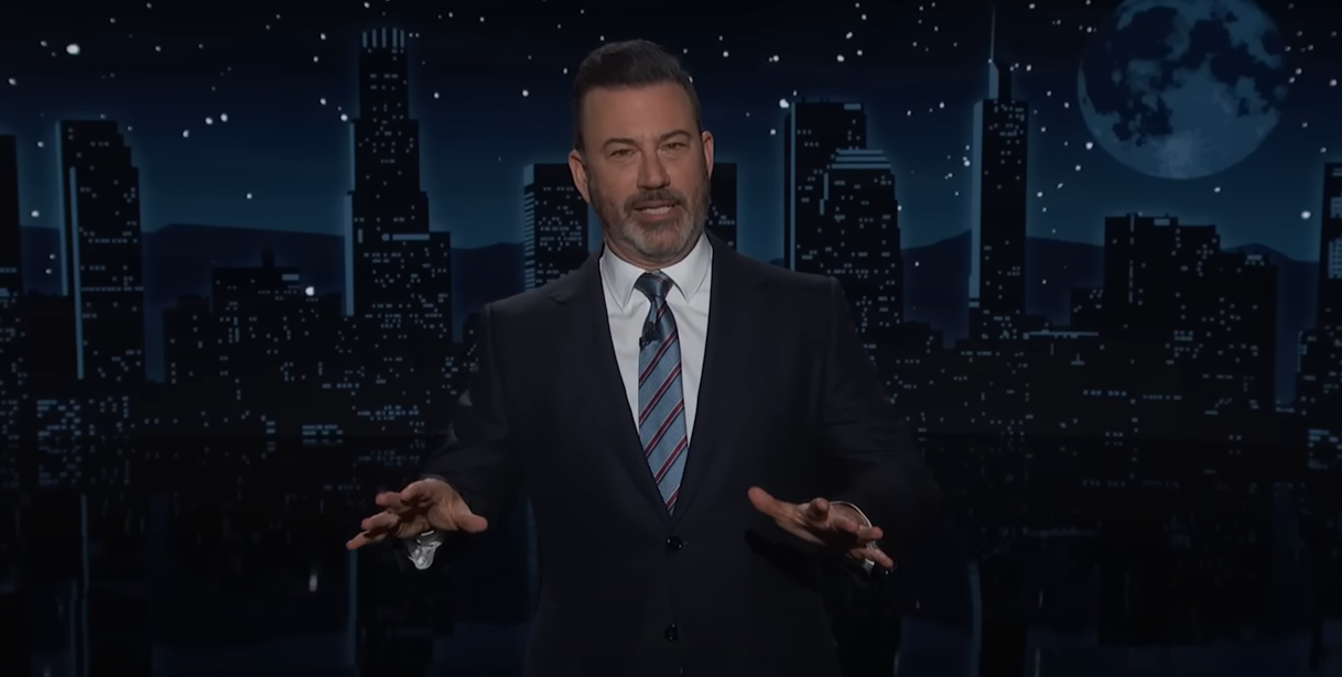 Jimmy Kimmel visibly fought back tears during parts of a monologue about Donald Trump's return to the White House. Photo / Jimmy Kimmel Live