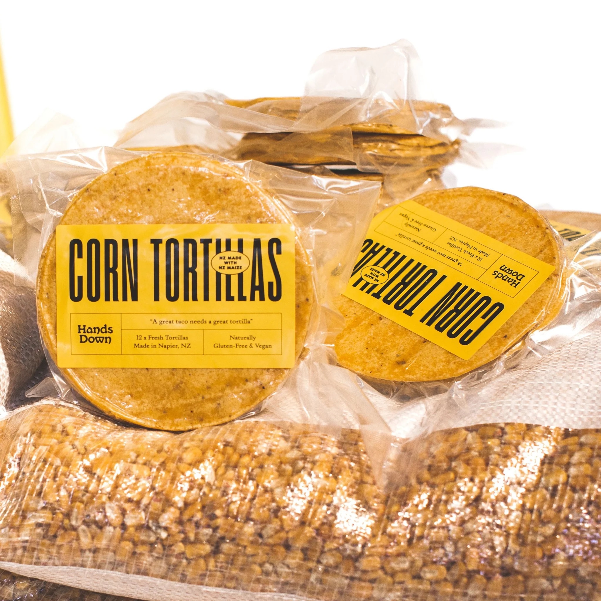 Hands Down corn tortillas.