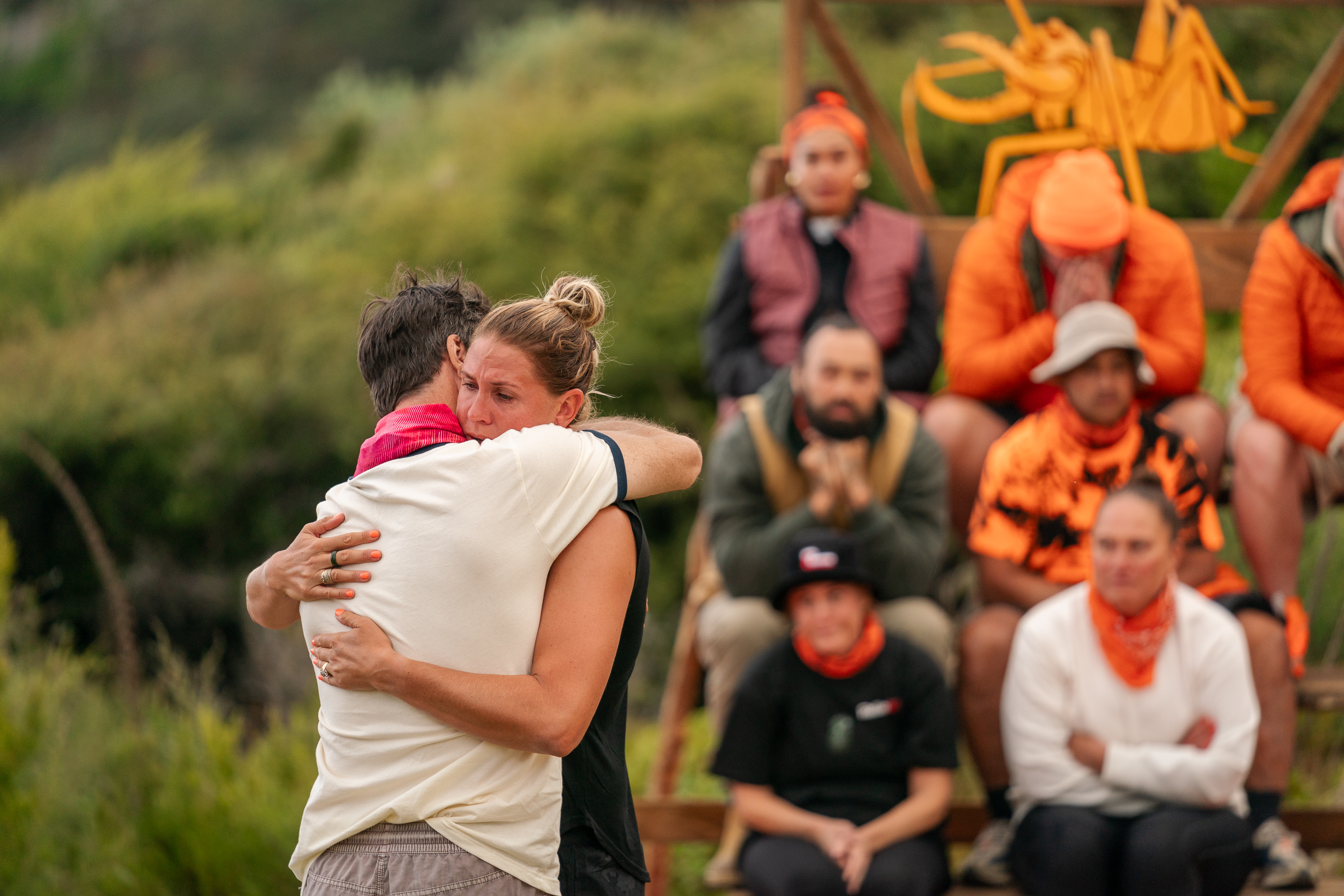 The celebs say goodbye to Casey Kopua. Photo / TVNZ
