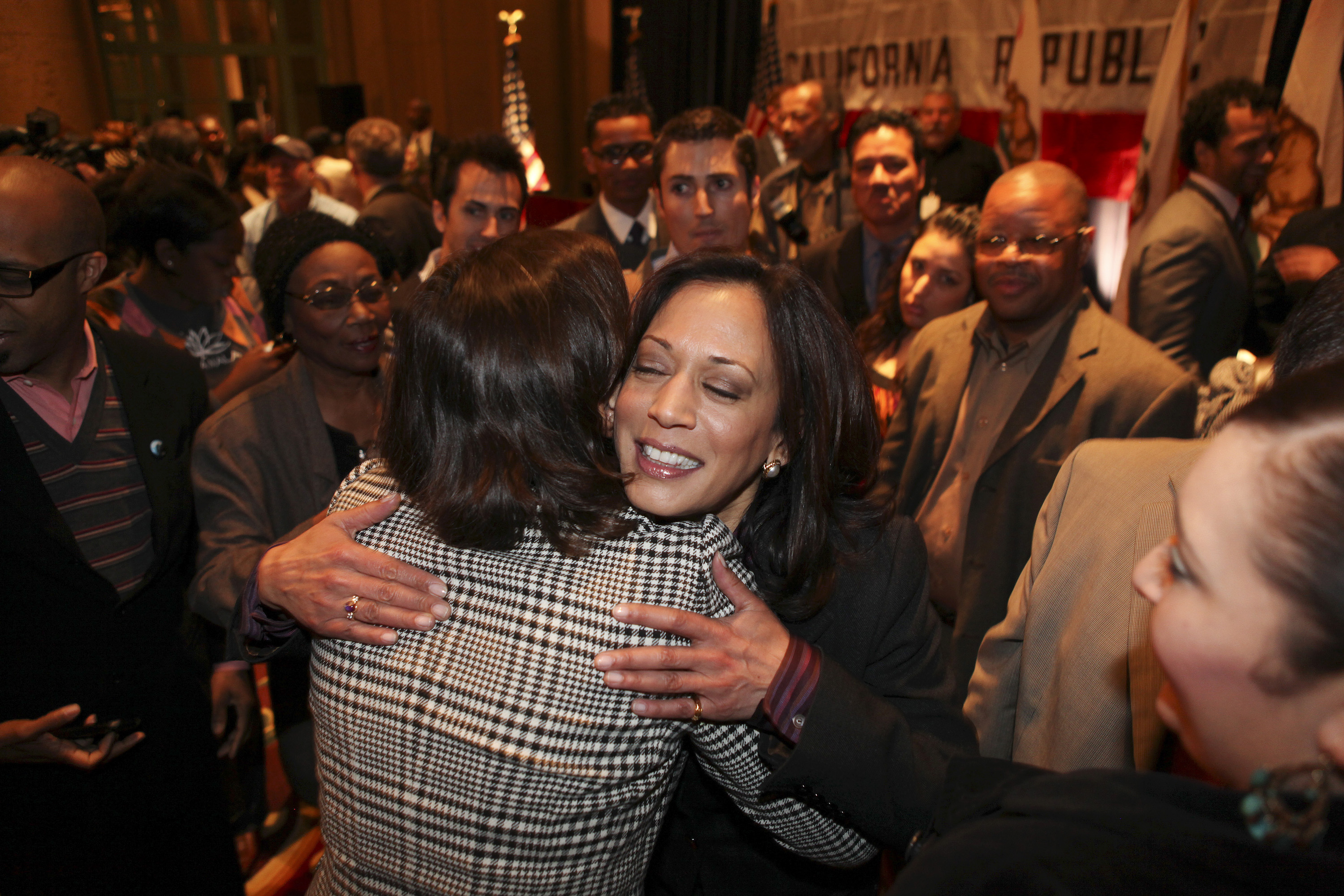 Kamala Harris in Los Angeles after winning her race for California attorney-general. Photo / Monica Almeida, The New York Times