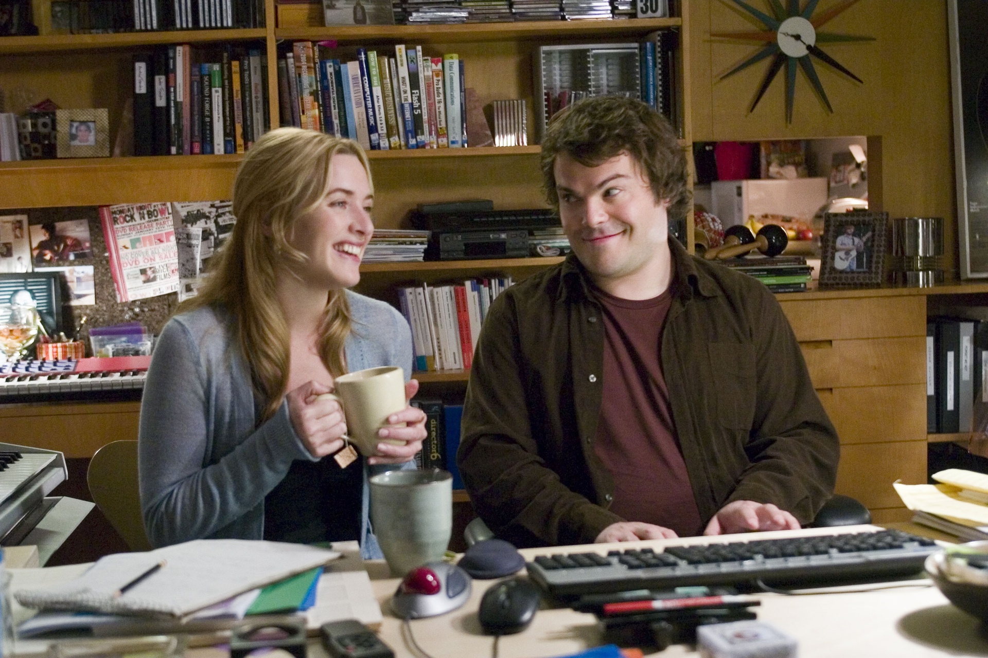 Kate Winslet and Jack Black star as Iris and Miles in The Holiday.