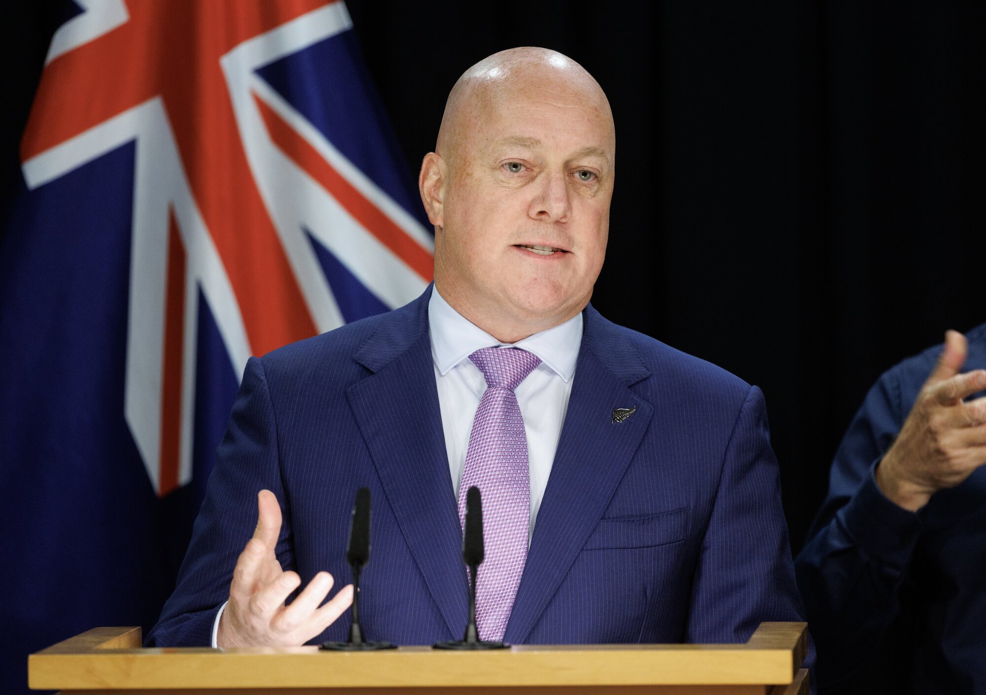 Prime Minister Christopher Luxon at a post-Cabinet press conference in the Beehive. Photo / Mark Mitchell