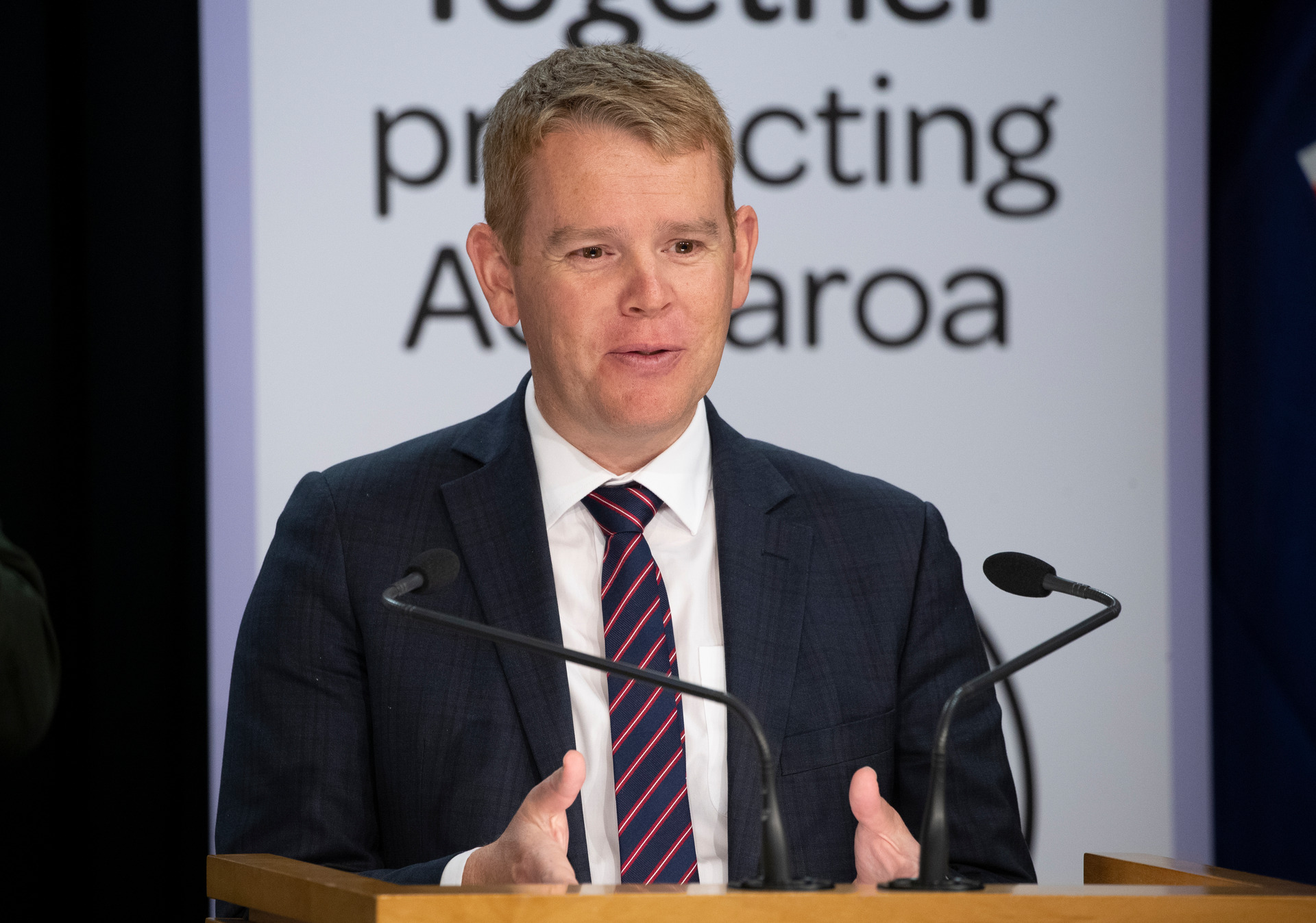 Covid-19 Response Minister Chris Hipkins during the post-Cabinet press conference at Parliament, Wellington. 08 March, 2021. Photo / Mark Mitchell