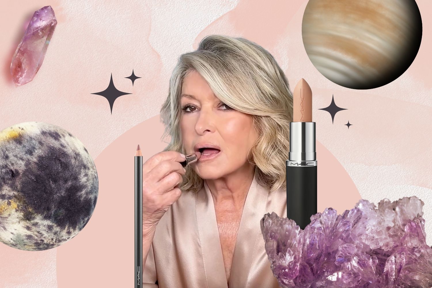 Eighty-three-year-old Martha Stewart is the ultimate thirst trap in M.A.C's new I Only Wear M.A.C. campaign. Collage / Ash Cometti
